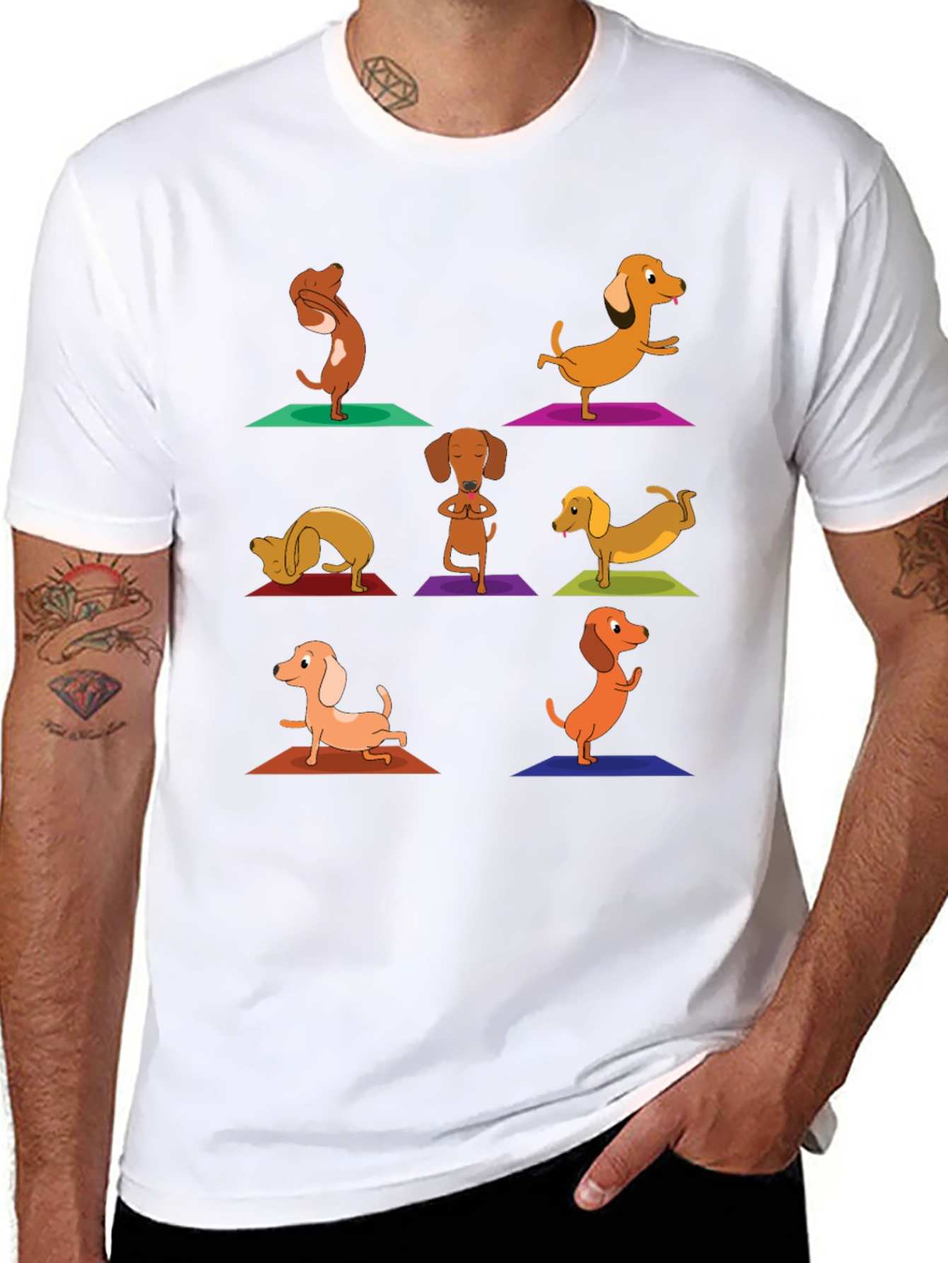 Yoga Dachshund Graphic Tee - Black