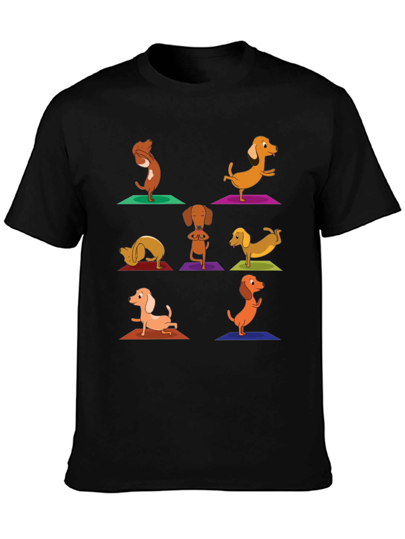 Yoga Dachshund Graphic Tee - Black