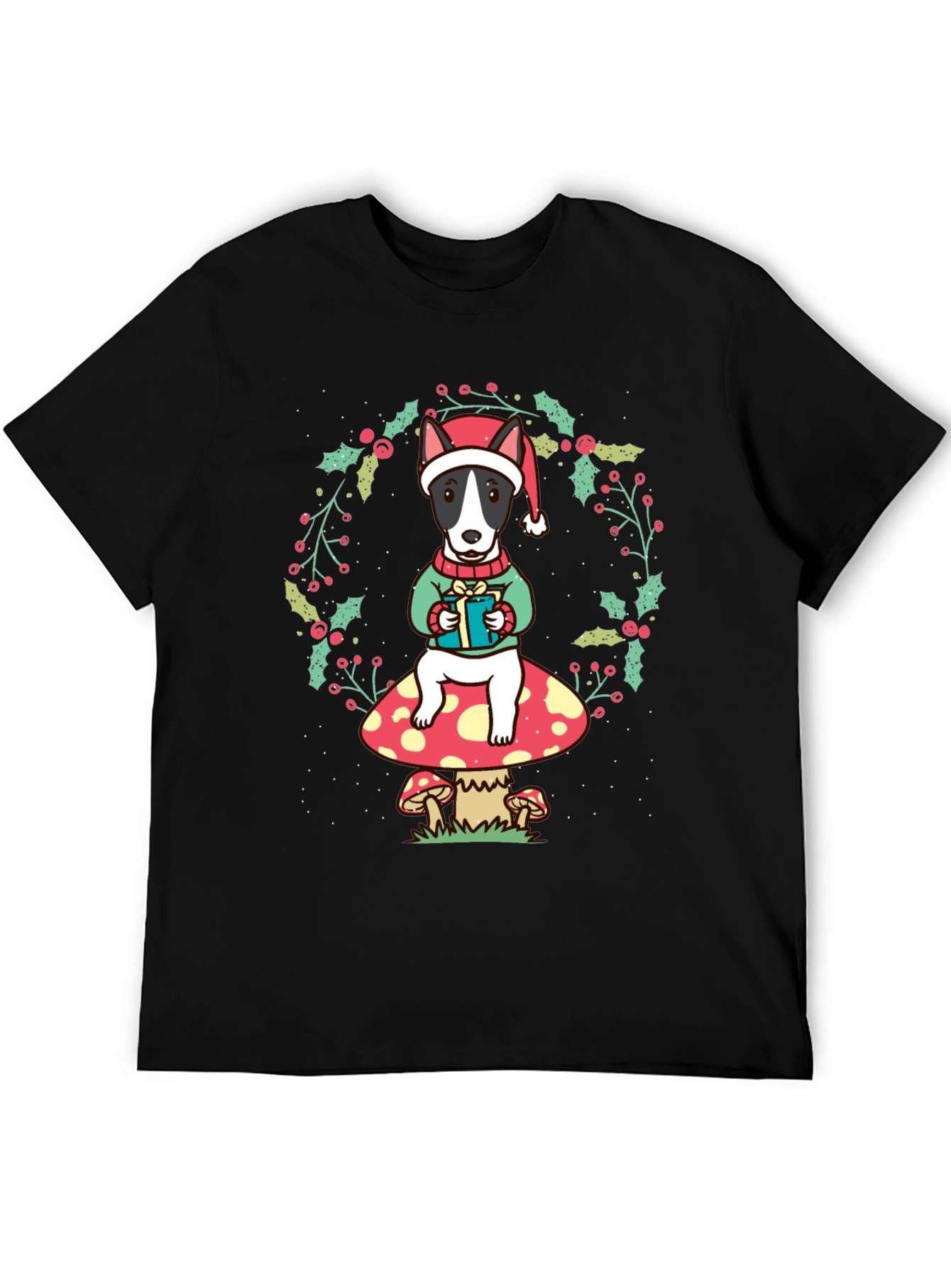 Dog Christmas T-Shirt: Festive Bull Terrier Design