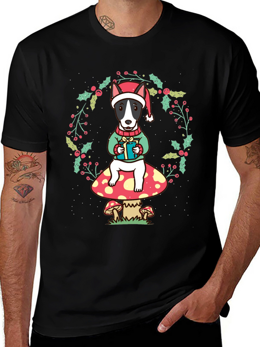 Dog Christmas T-Shirt: Festive Bull Terrier Design
