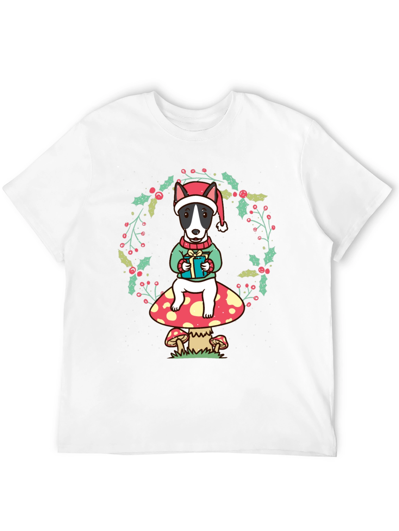 Dog Christmas T-Shirt: Festive Bull Terrier Design