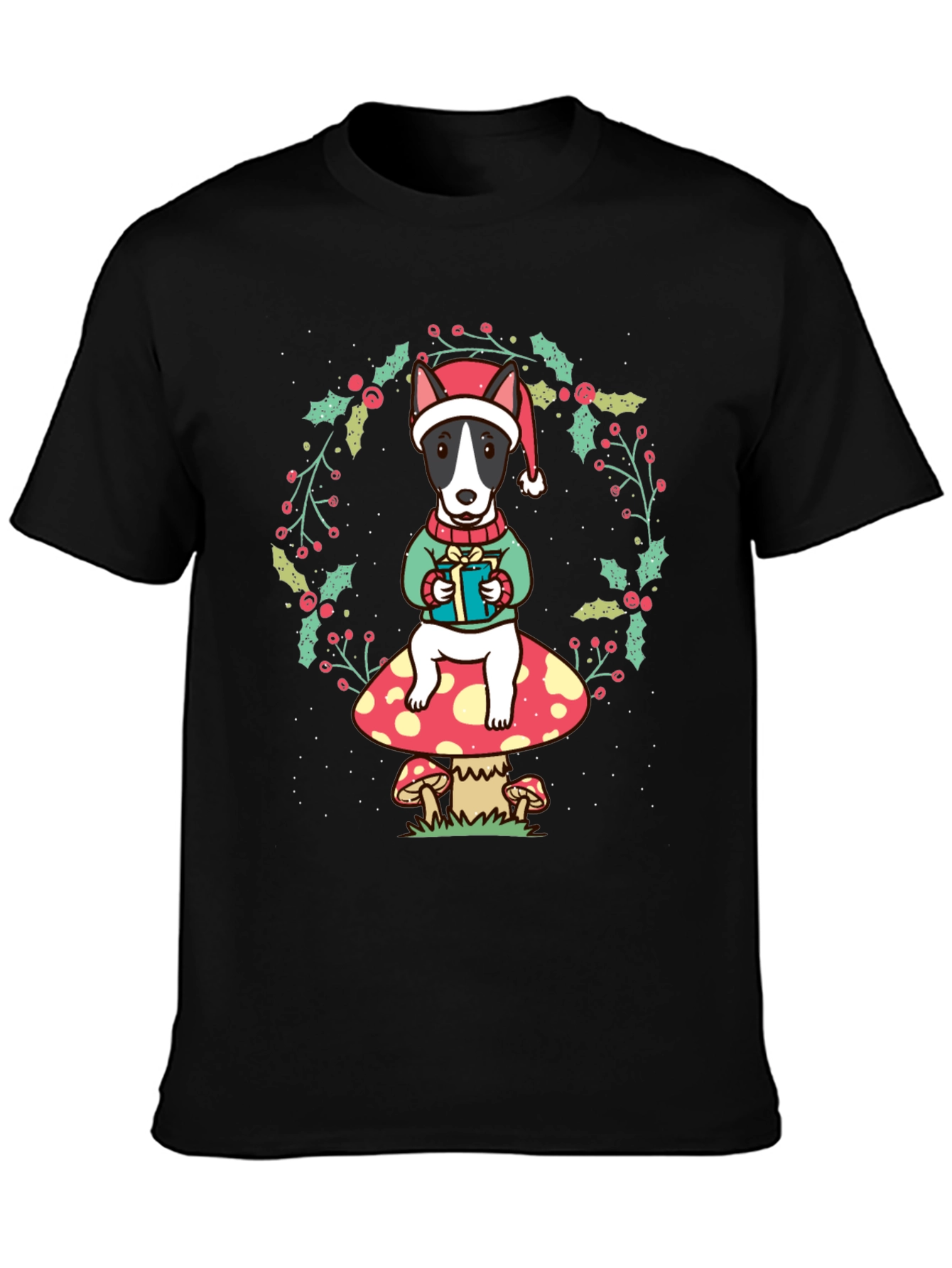 Dog Christmas T-Shirt: Festive Bull Terrier Design