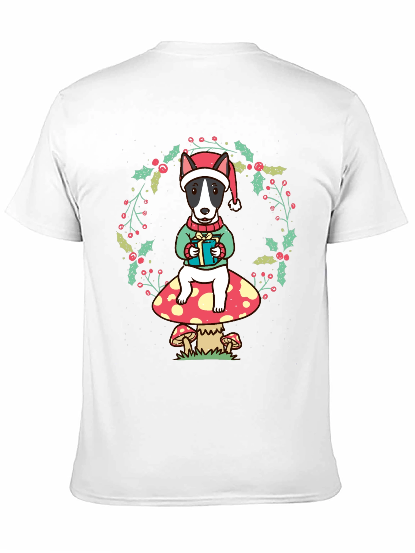 Dog Christmas T-Shirt: Festive Bull Terrier Design