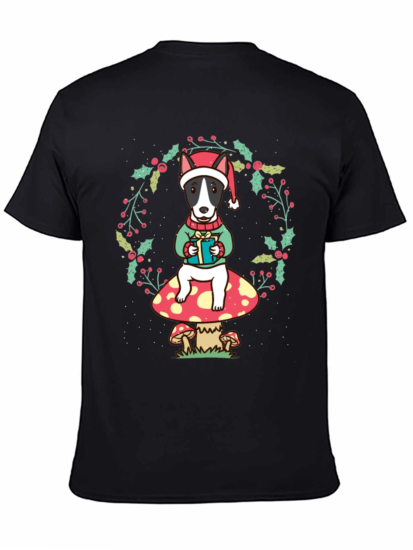 Dog Christmas T-Shirt: Festive Bull Terrier Design
