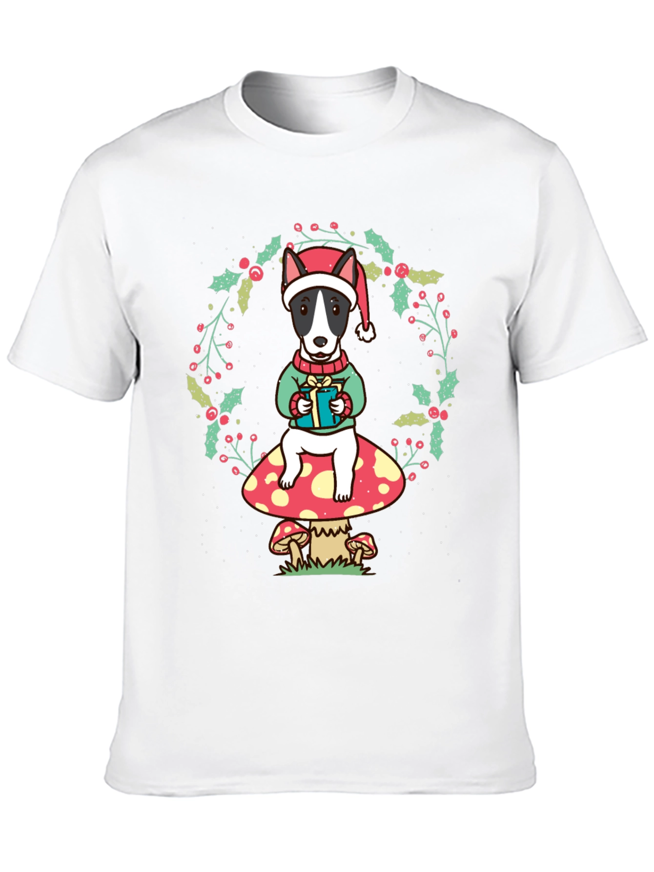 Dog Christmas T-Shirt: Festive Bull Terrier Design