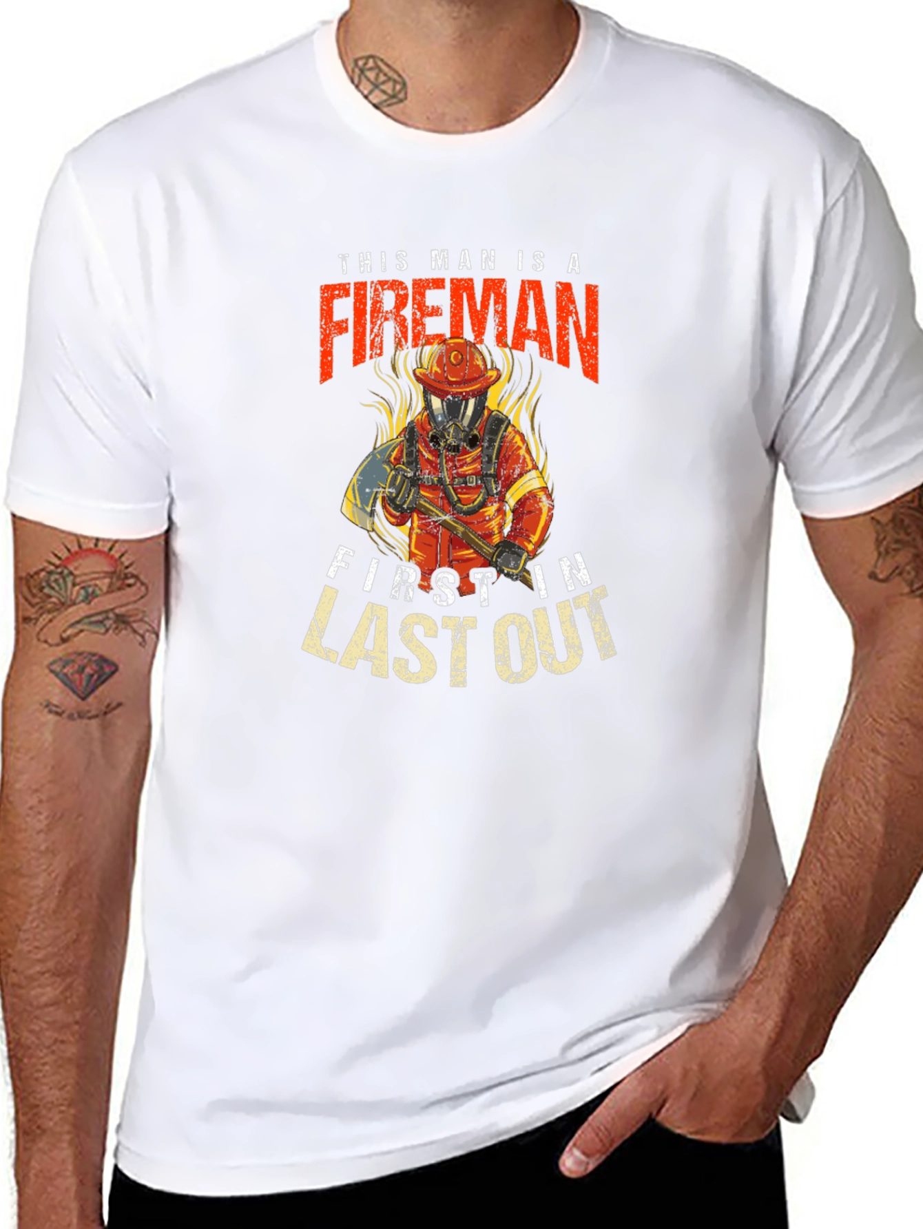 Fireman First In Last Out Black T-Shirt