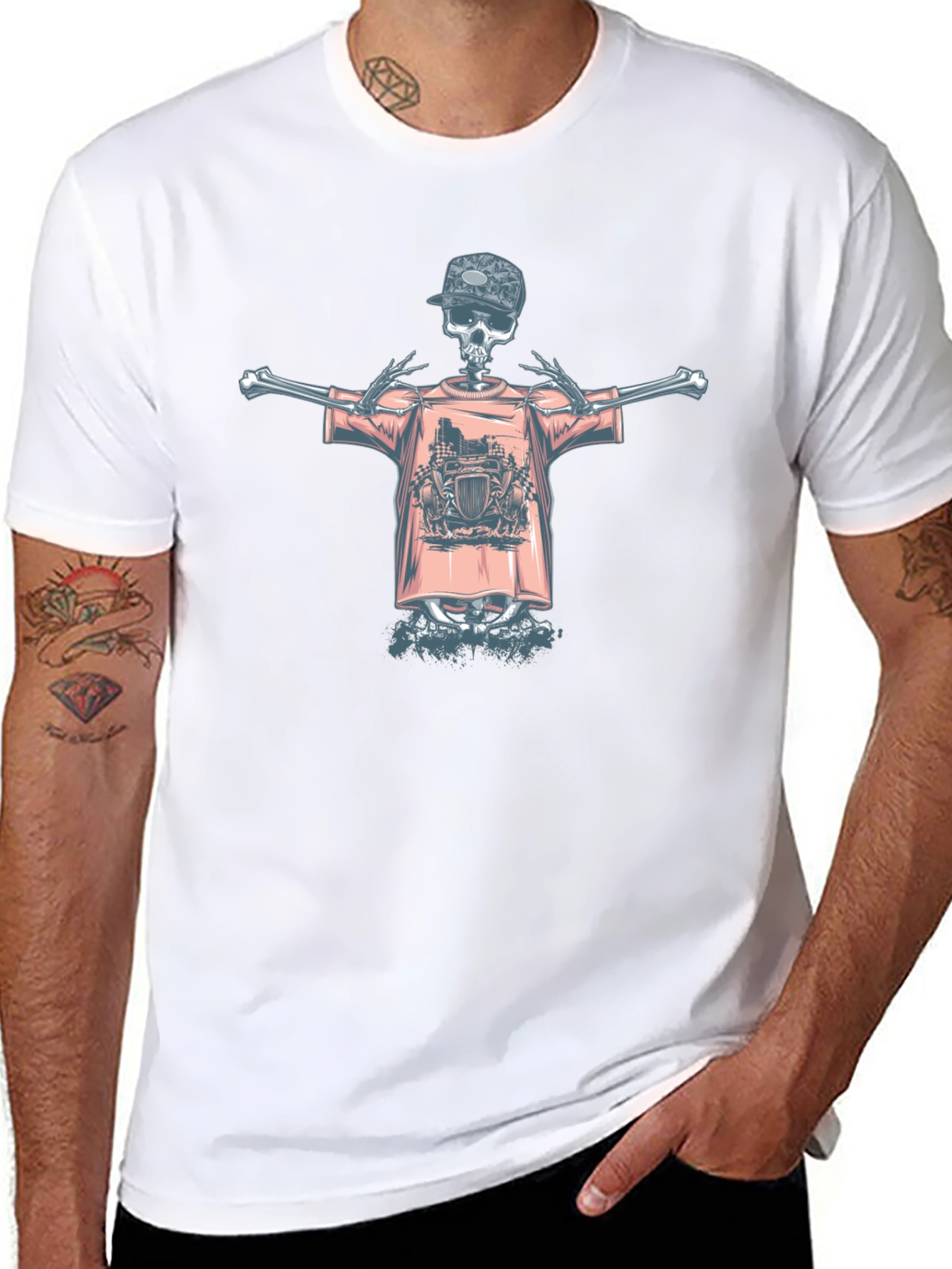 Skeleton Graphic Tee - Edgy Streetwear