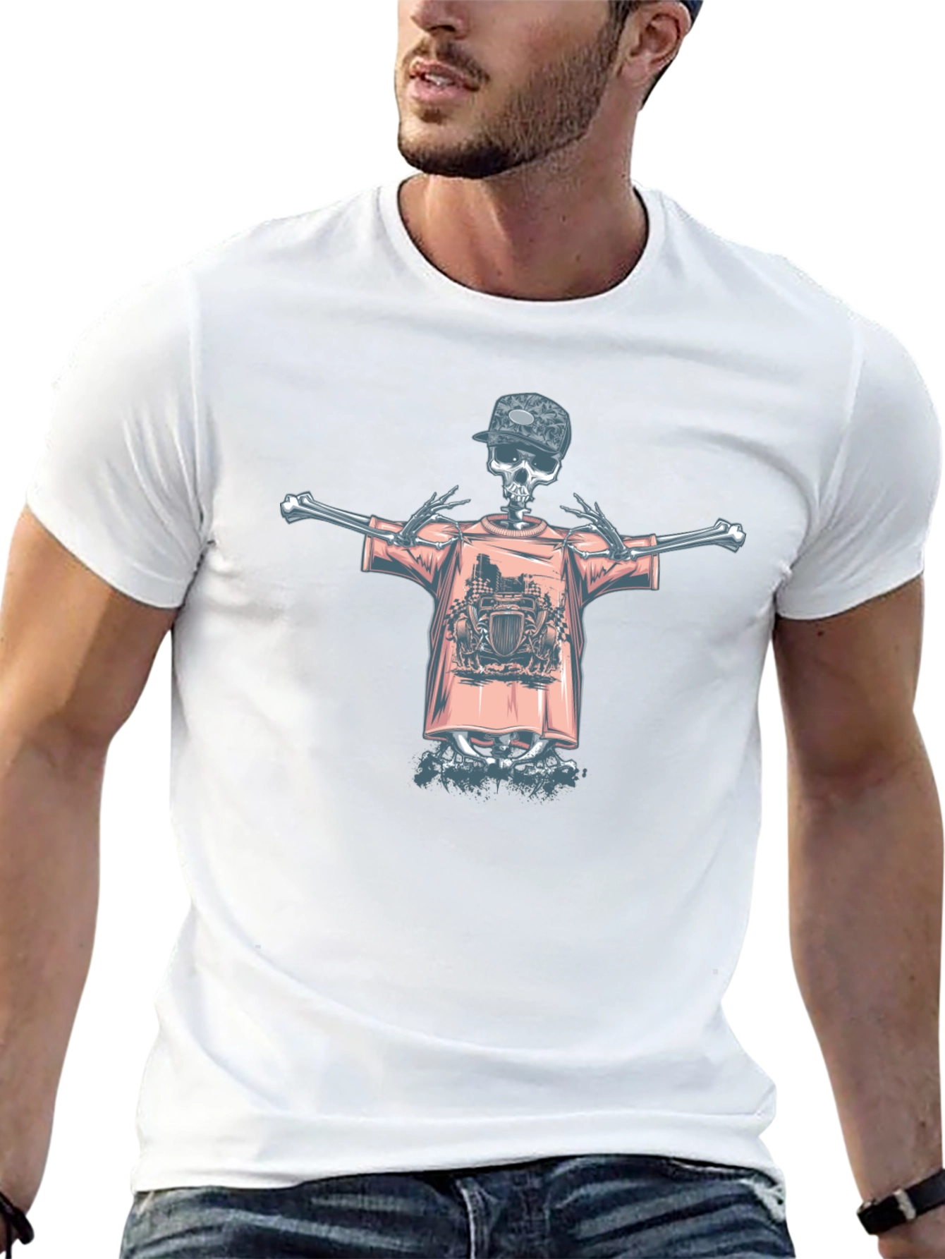 Skeleton Graphic Tee - Edgy Streetwear