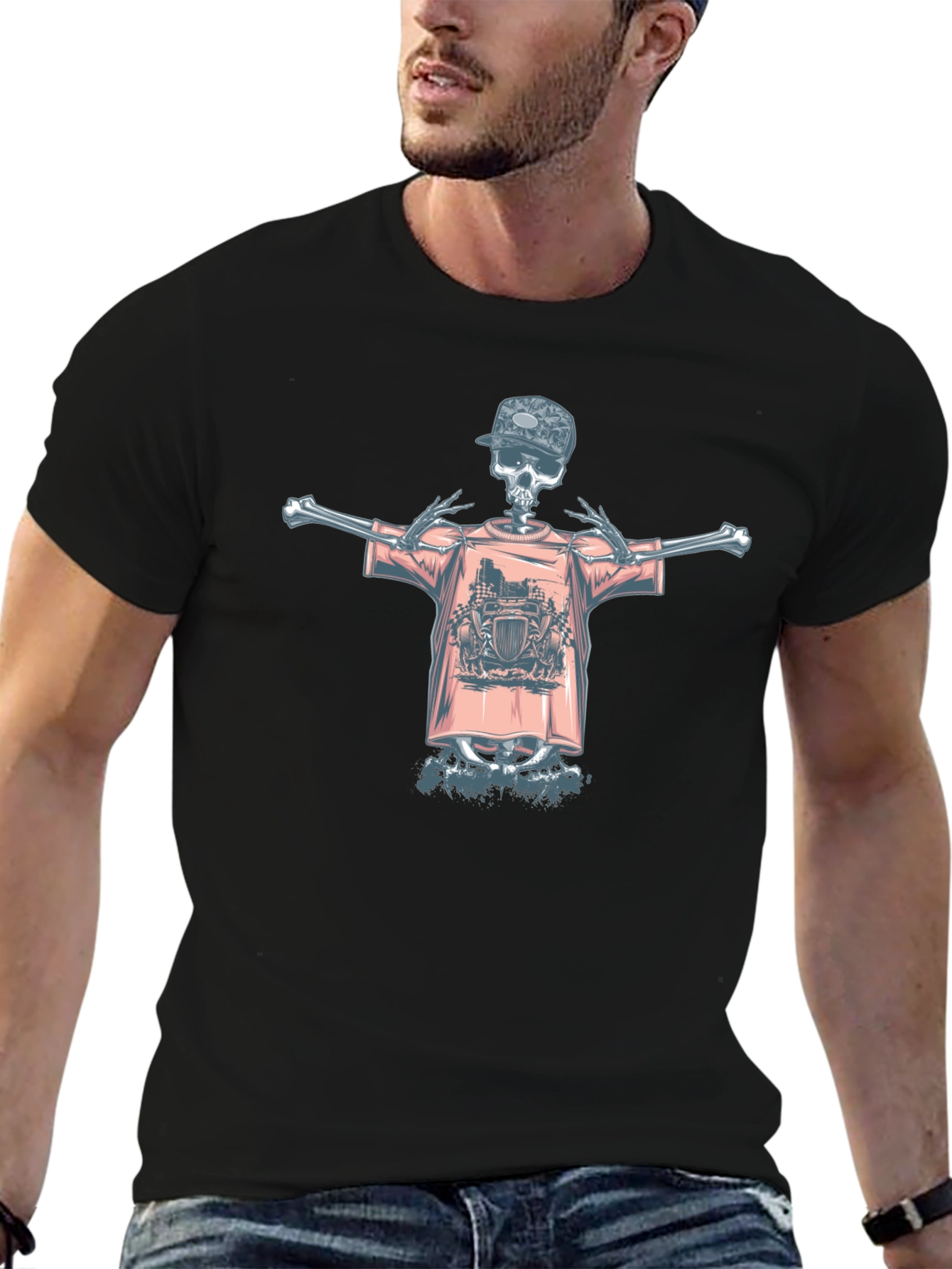 Skeleton Graphic Tee - Edgy Streetwear