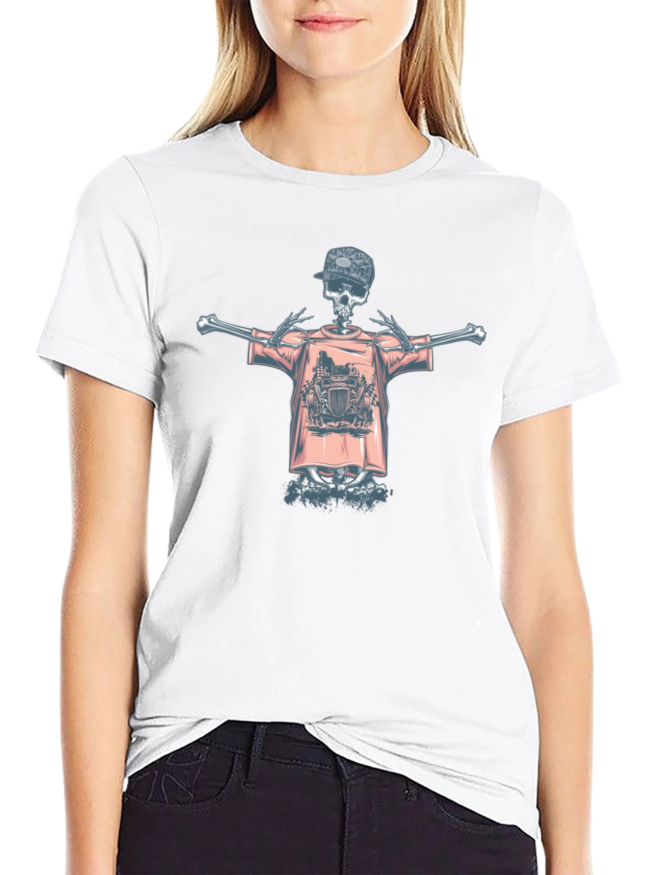 Skeleton Graphic Tee - Edgy Streetwear