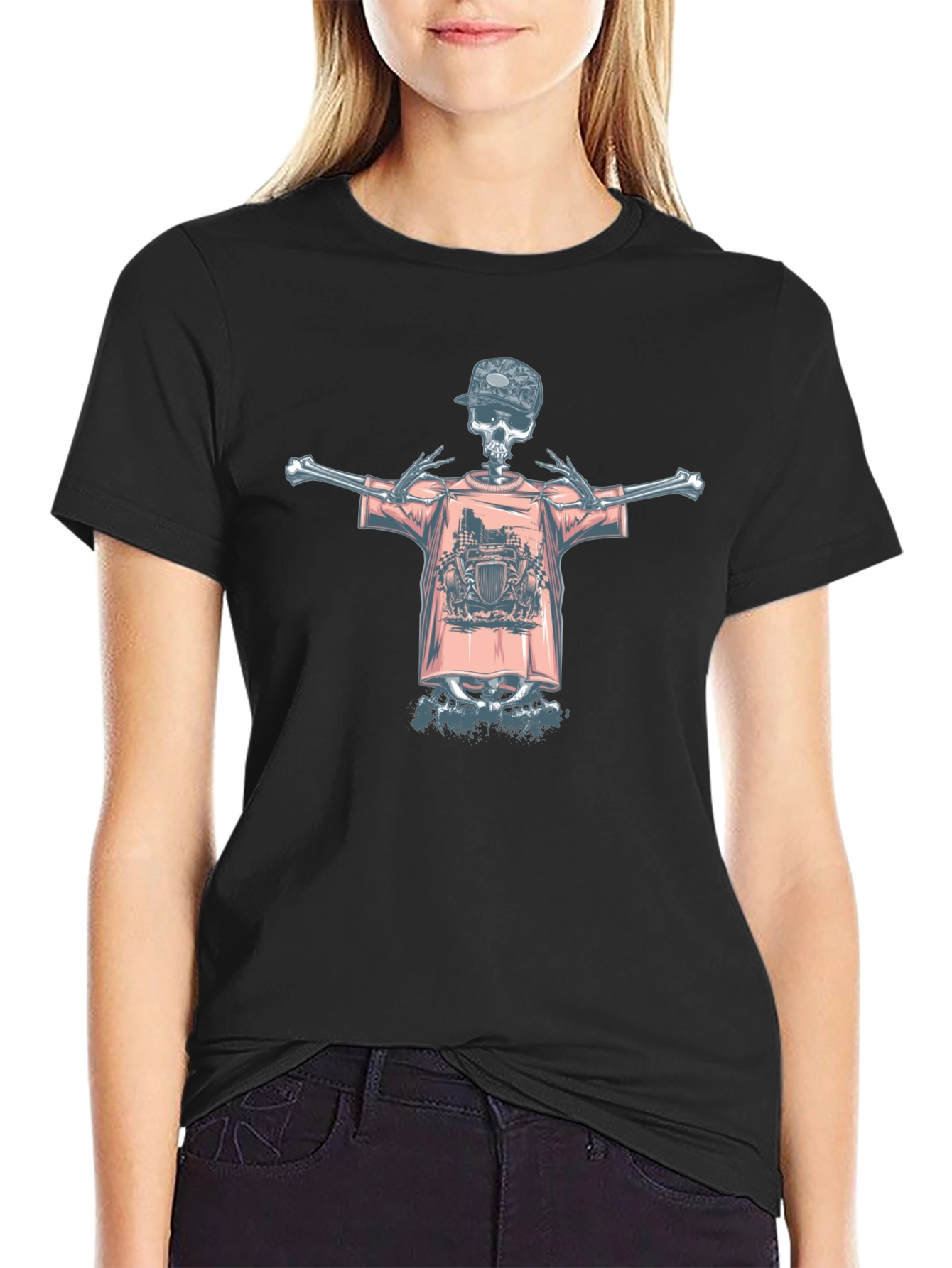 Skeleton Graphic Tee - Edgy Streetwear