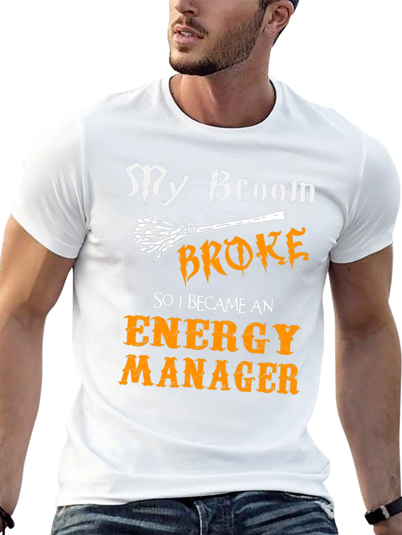 Energy Manager Halloween T-Shirt - My Broom Broke Tee