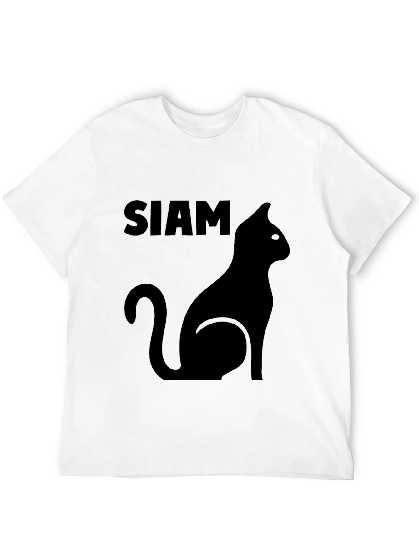 Siamese Cat Silhouette Graphic Tee - Black