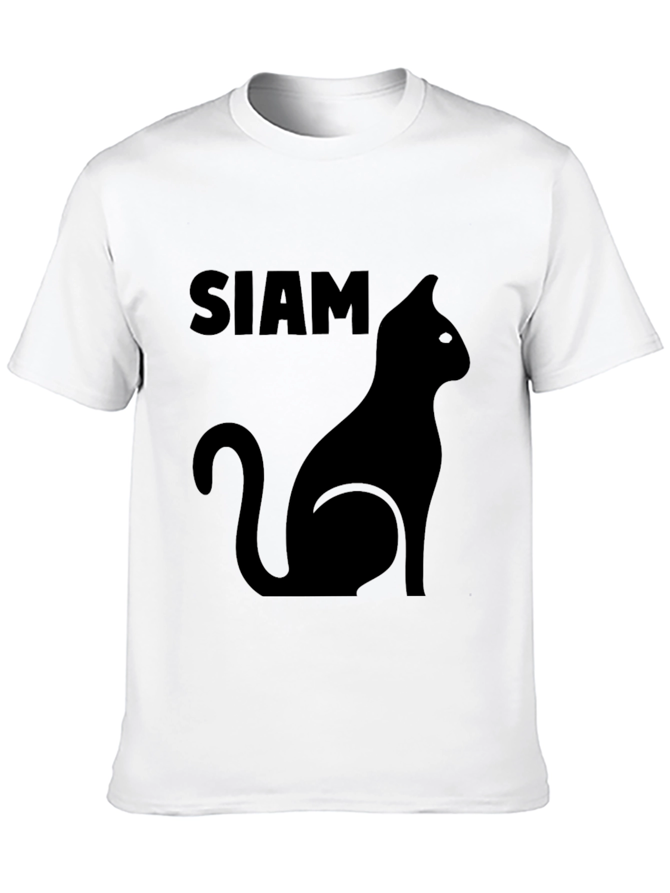 Siamese Cat Silhouette Graphic Tee - Black