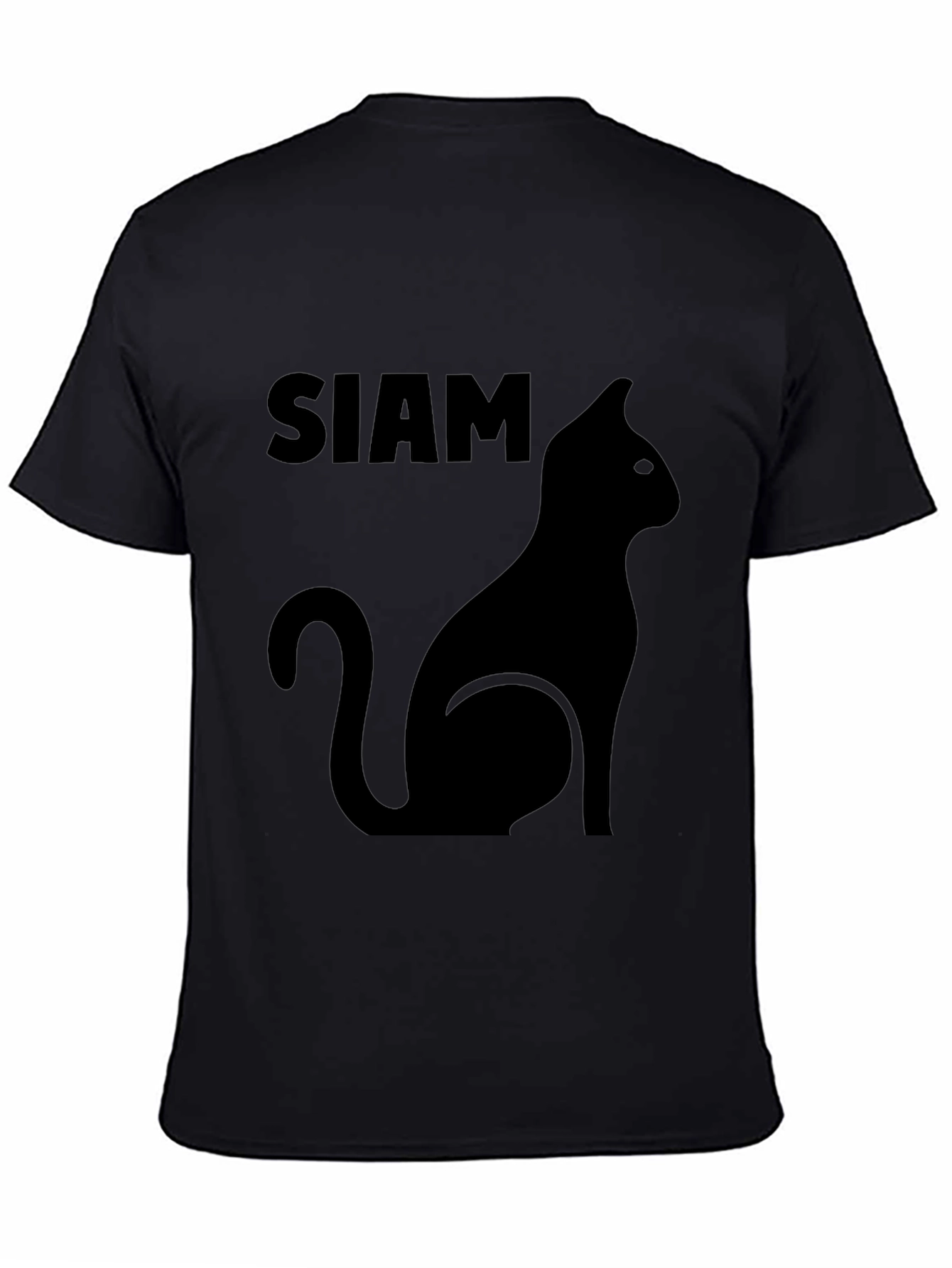 Siamese Cat Silhouette Graphic Tee - Black