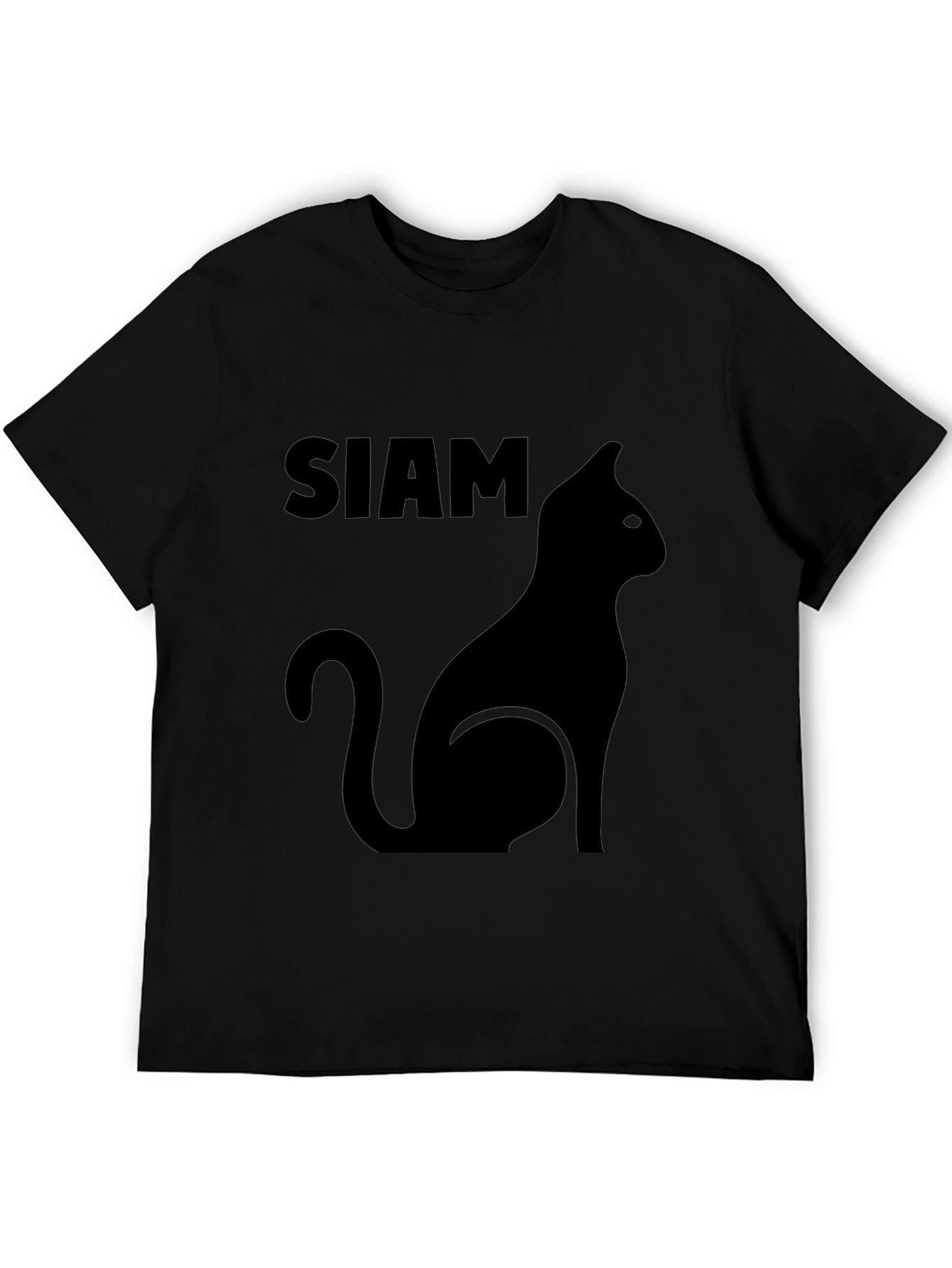 Siamese Cat Silhouette Graphic Tee - Black