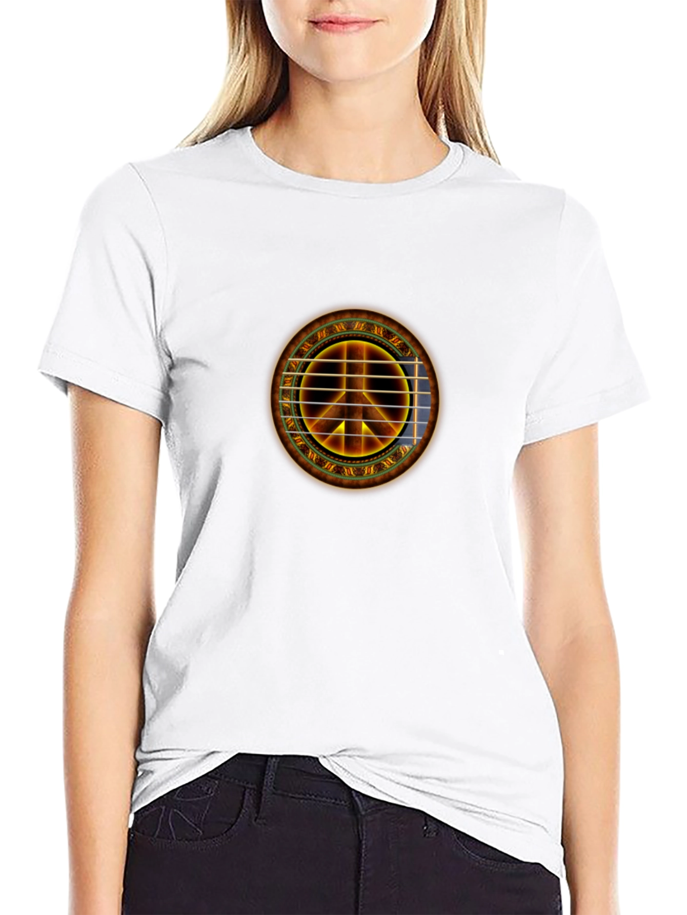 Peace Sign Guitar Soundhole T-Shirt