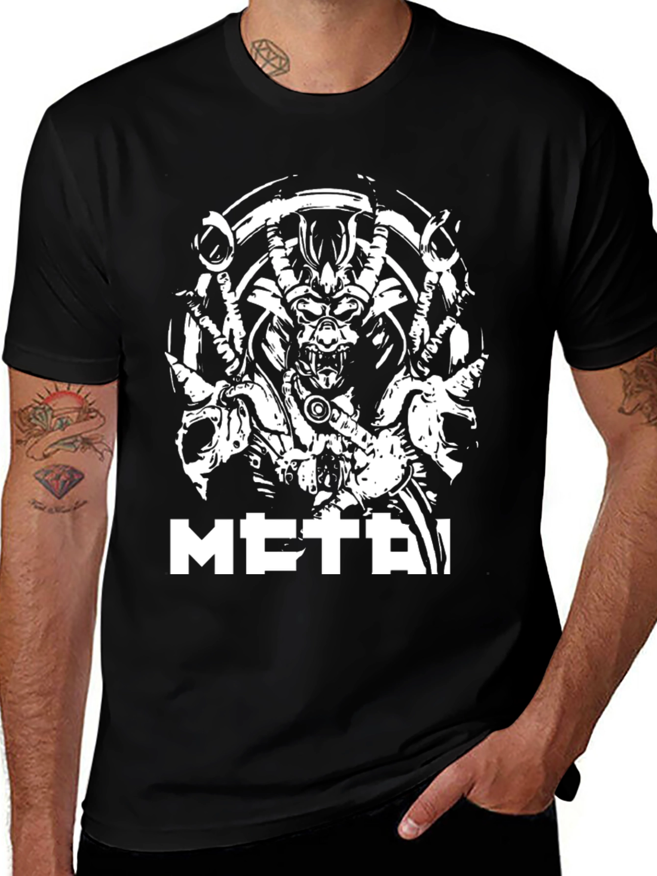 Metal Graphic Tee - Black Cotton T-Shirt