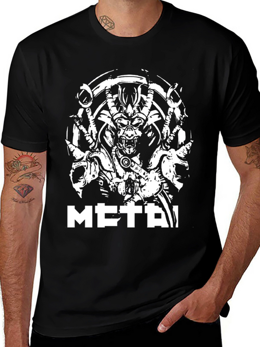 Metal Graphic Tee - Black Cotton T-Shirt