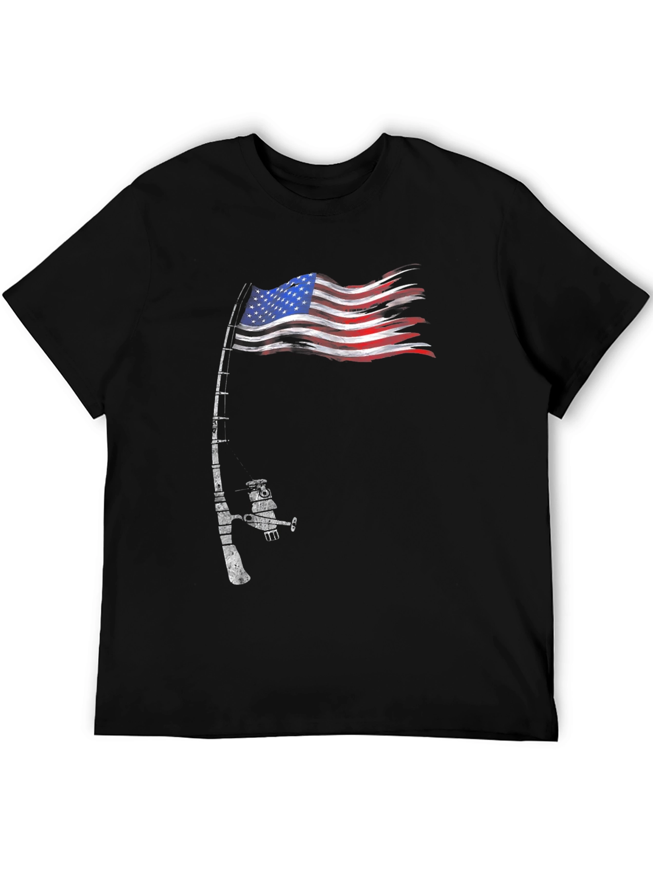 Fishing Rod American Flag Patriotic T-Shirt