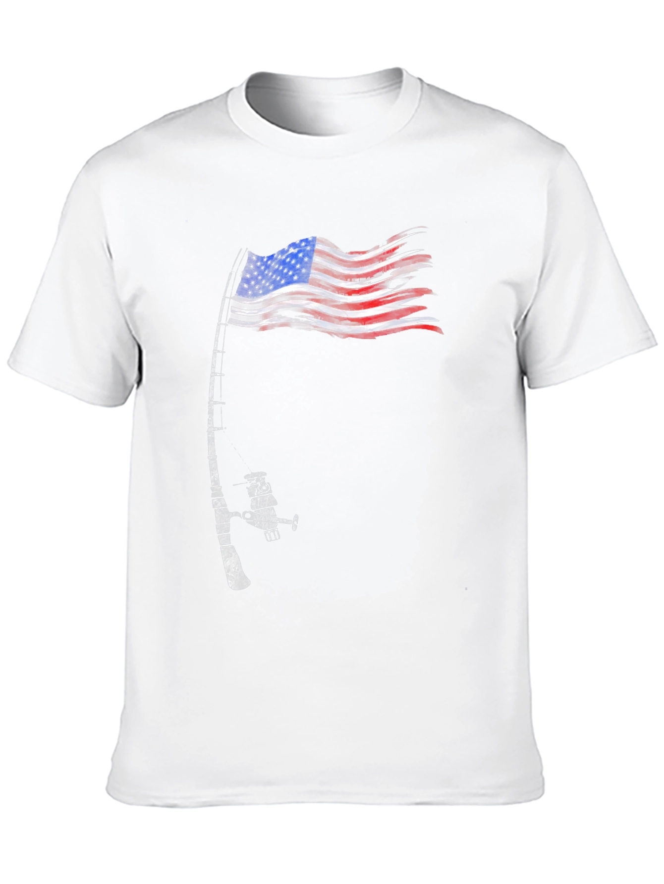 Fishing Rod American Flag Patriotic T-Shirt
