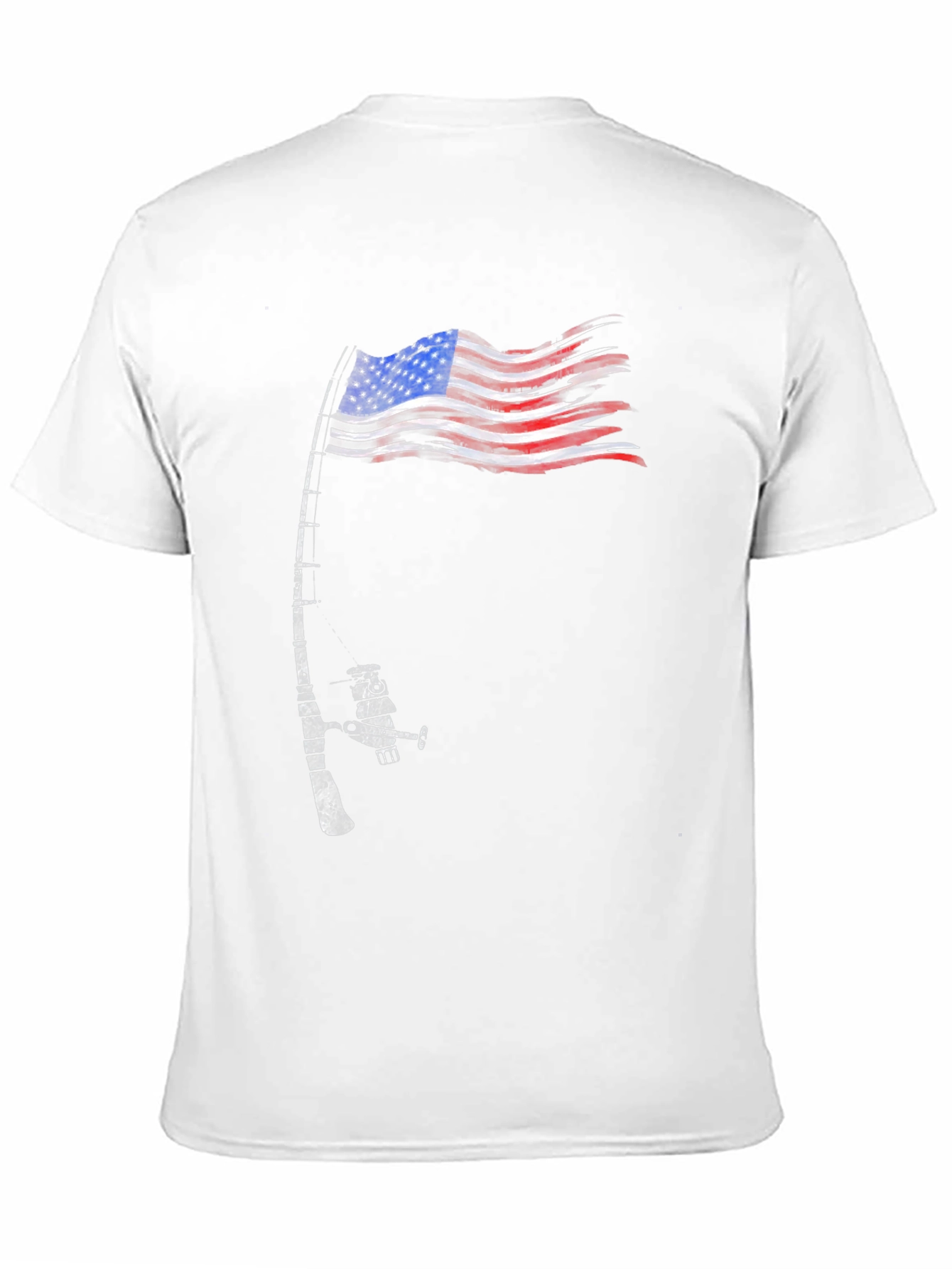 Fishing Rod American Flag Patriotic T-Shirt