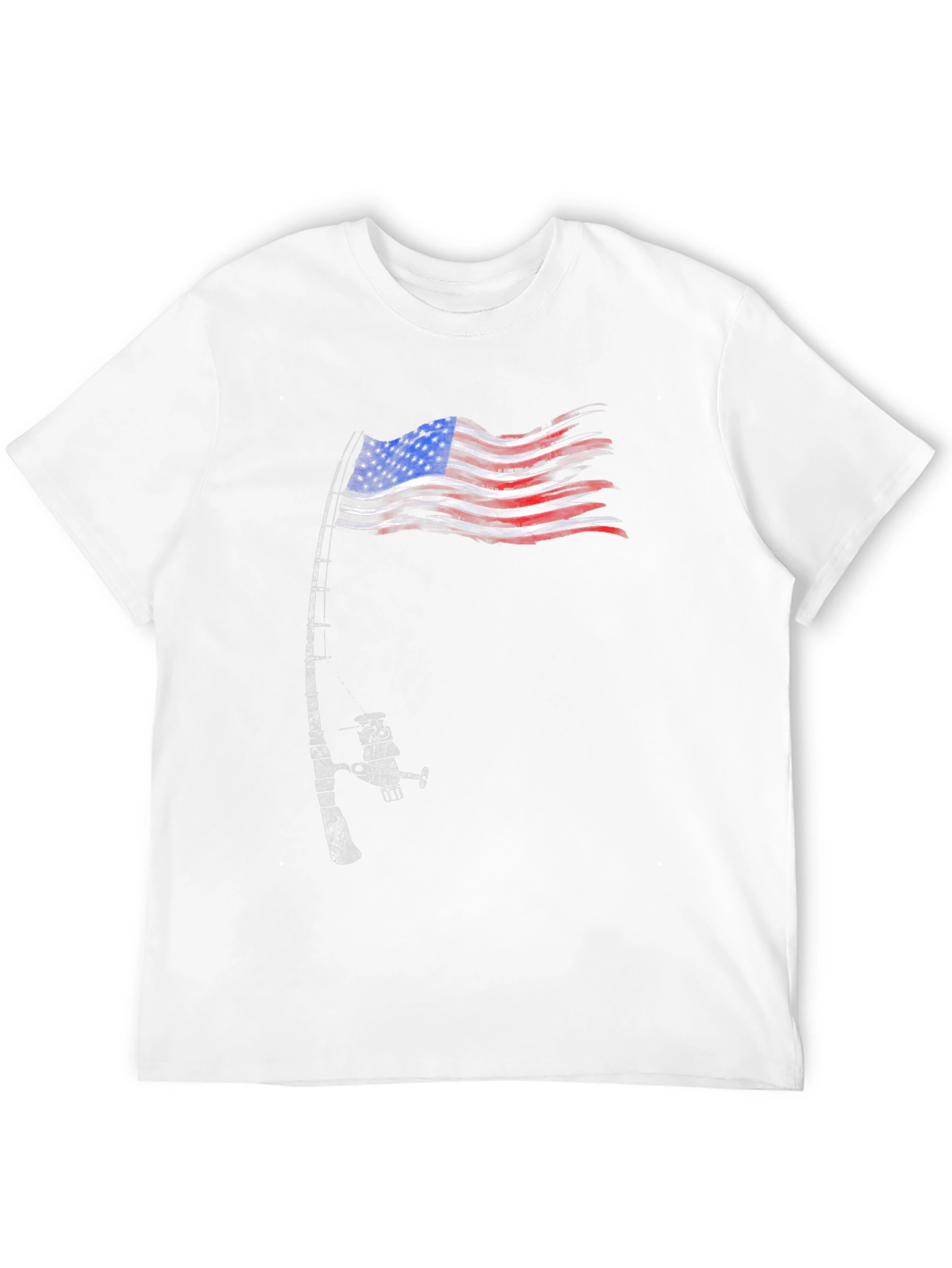 Fishing Rod American Flag Patriotic T-Shirt