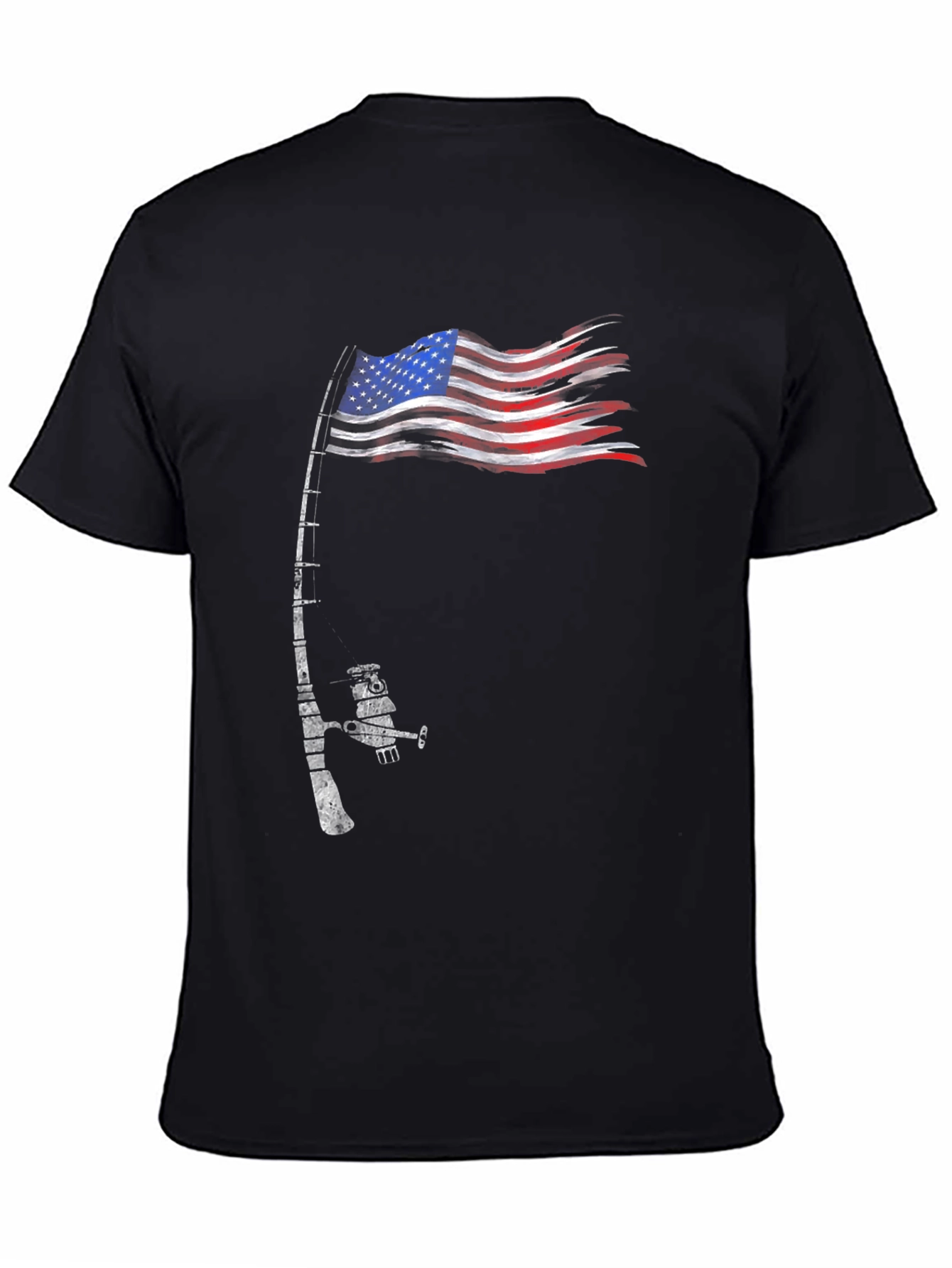 Fishing Rod American Flag Patriotic T-Shirt