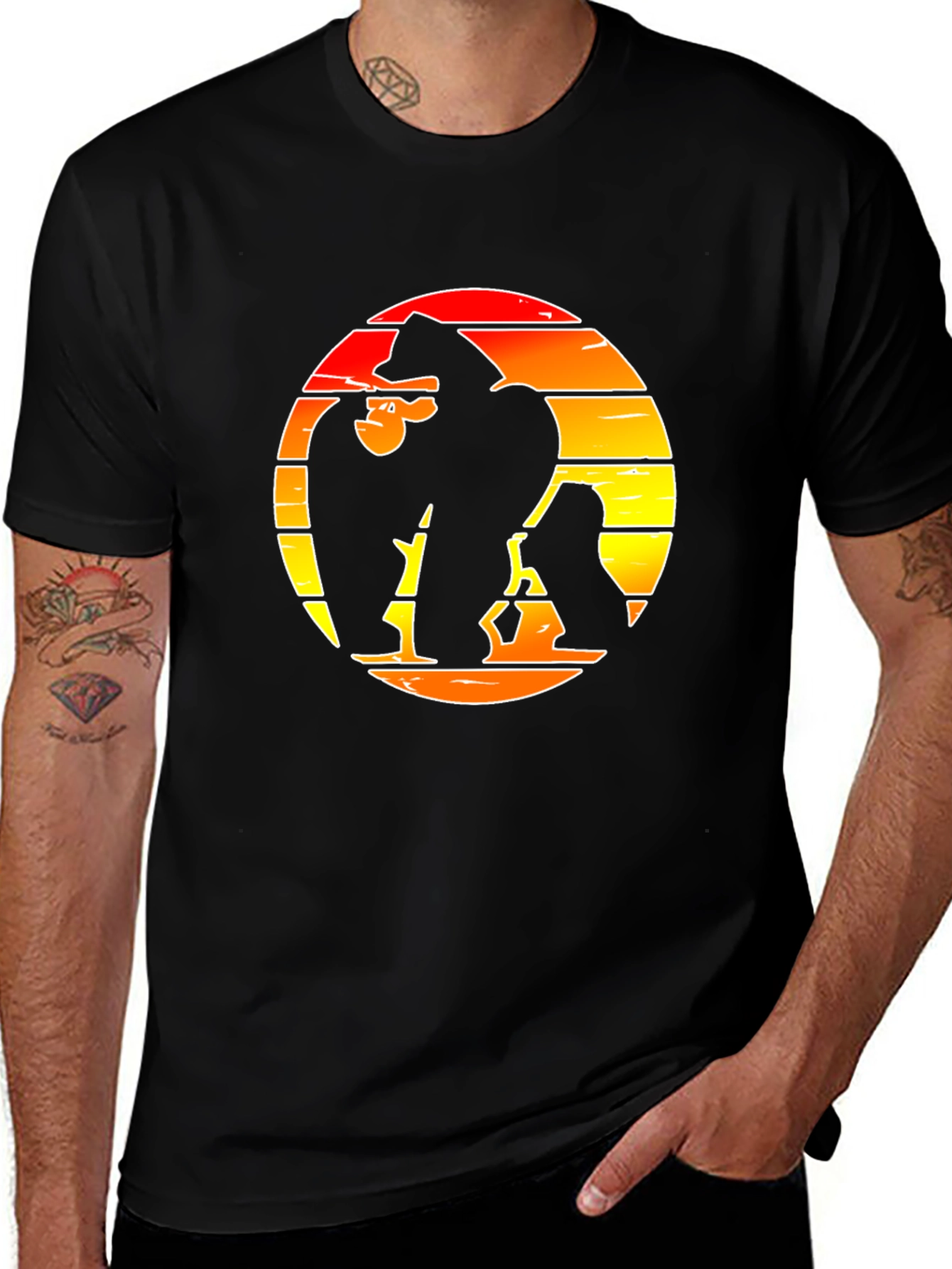 Retro Kong Graphic Tee - Black Cotton Shirt