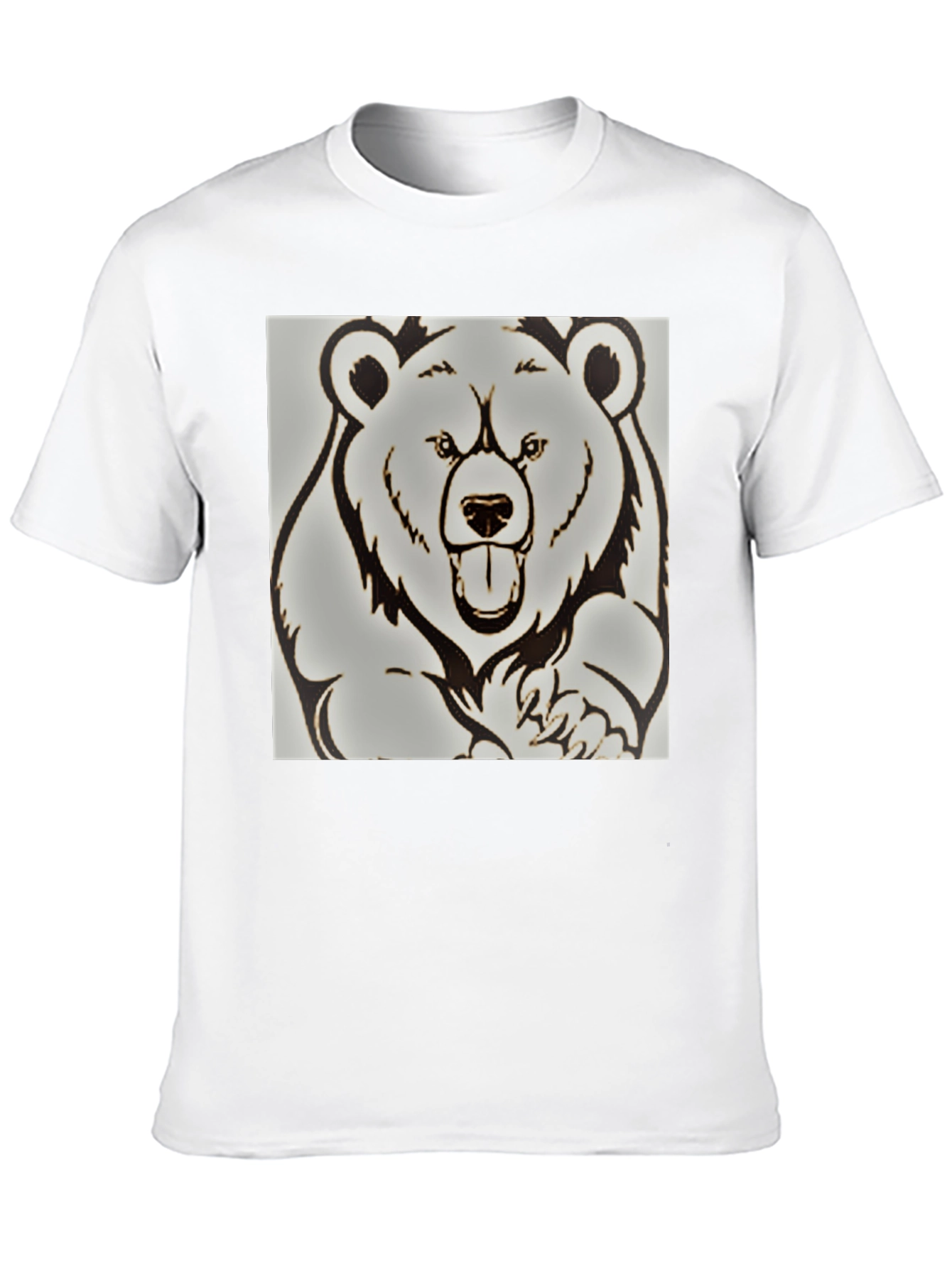 Bear Graphic Print Black T-Shirt
