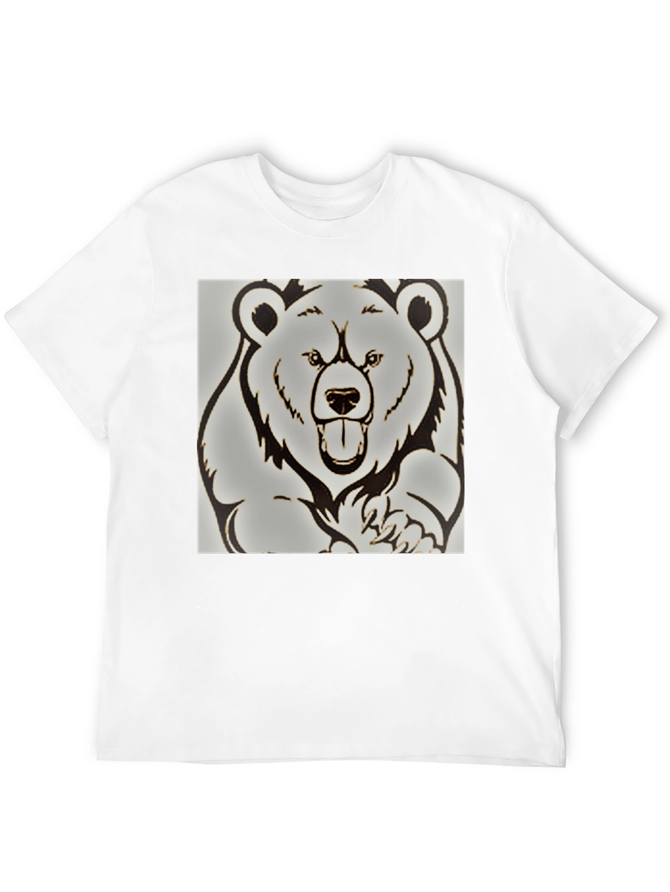 Bear Graphic Print Black T-Shirt
