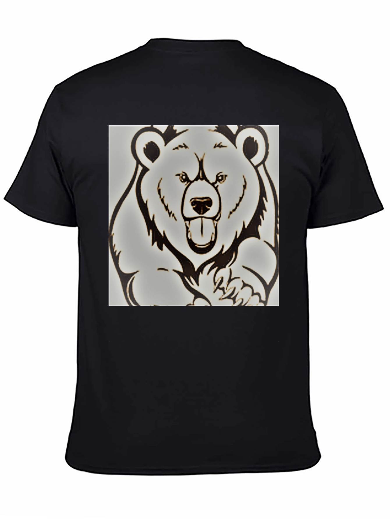 Bear Graphic Print Black T-Shirt