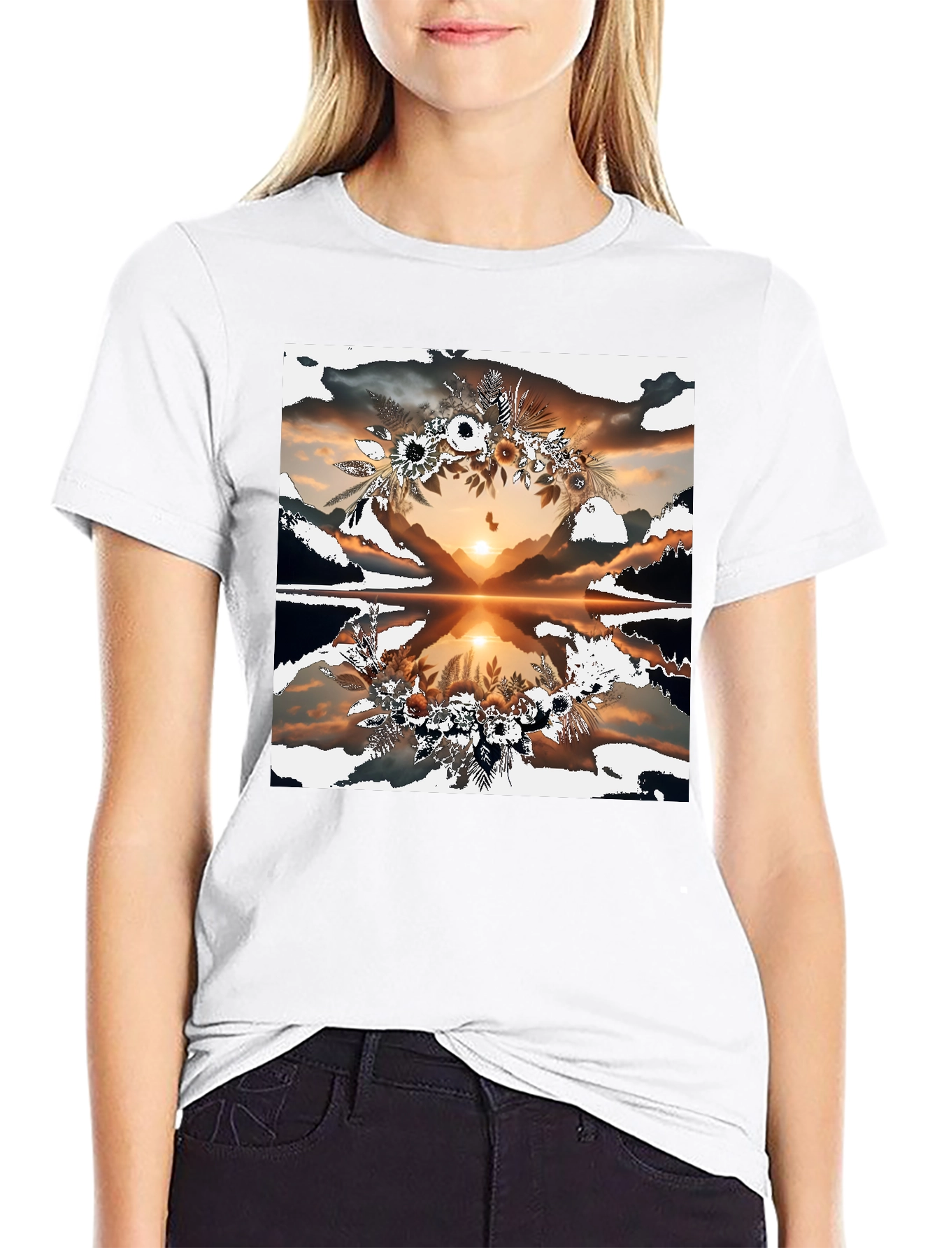 Sunset Reflection Floral Graphic Tee