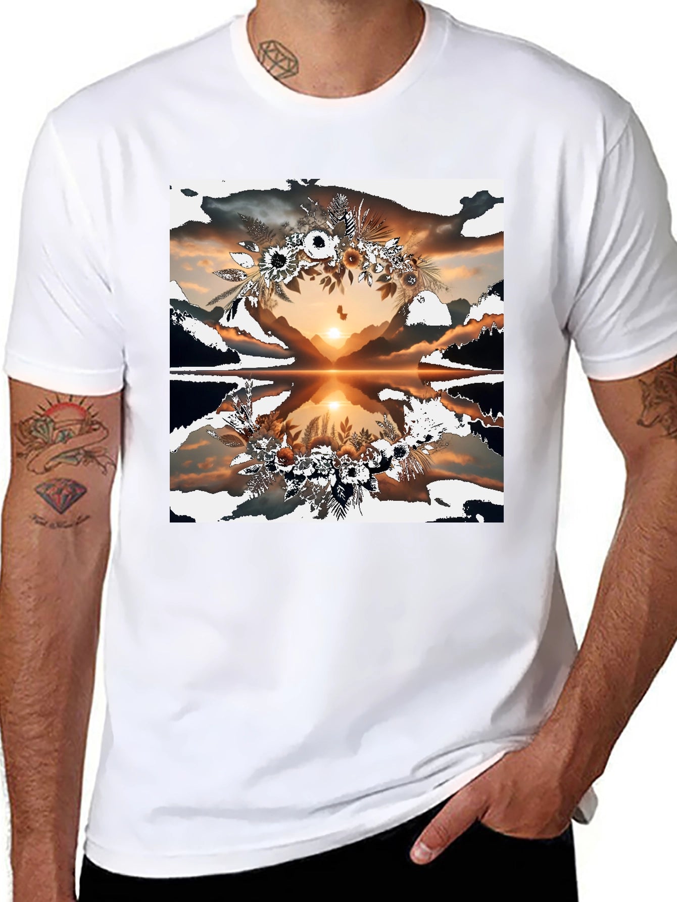 Sunset Reflection Floral Graphic Tee