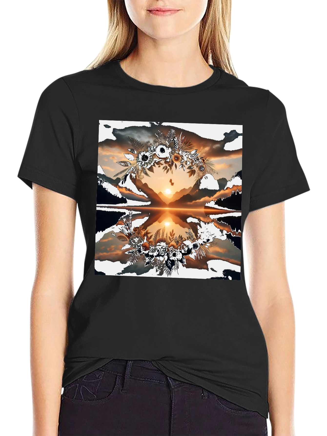 Sunset Reflection Floral Graphic Tee