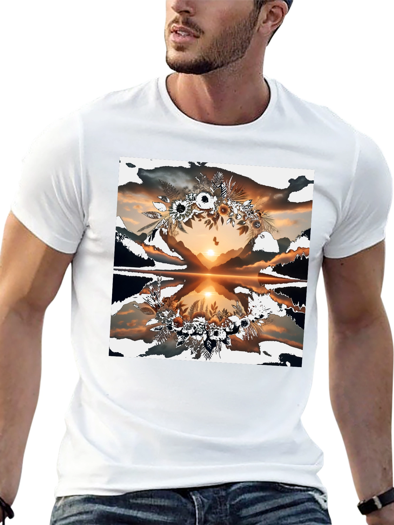 Sunset Reflection Floral Graphic Tee