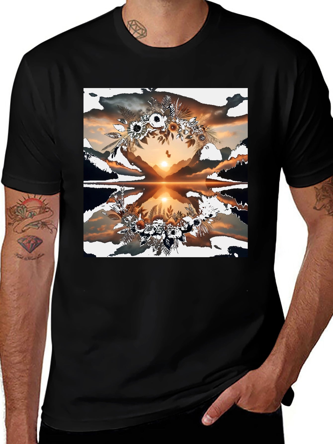 Sunset Reflection Floral Graphic Tee