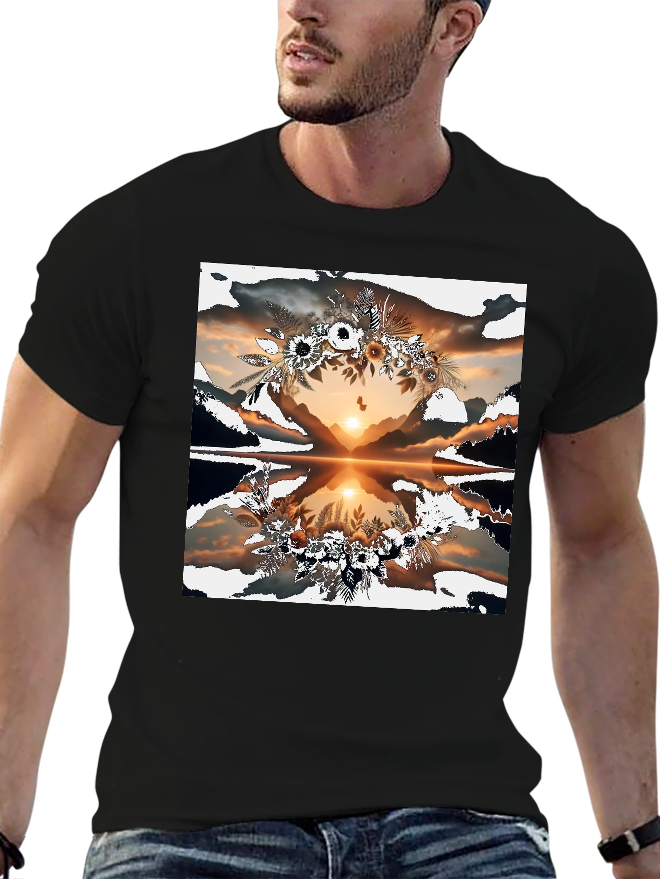 Sunset Reflection Floral Graphic Tee