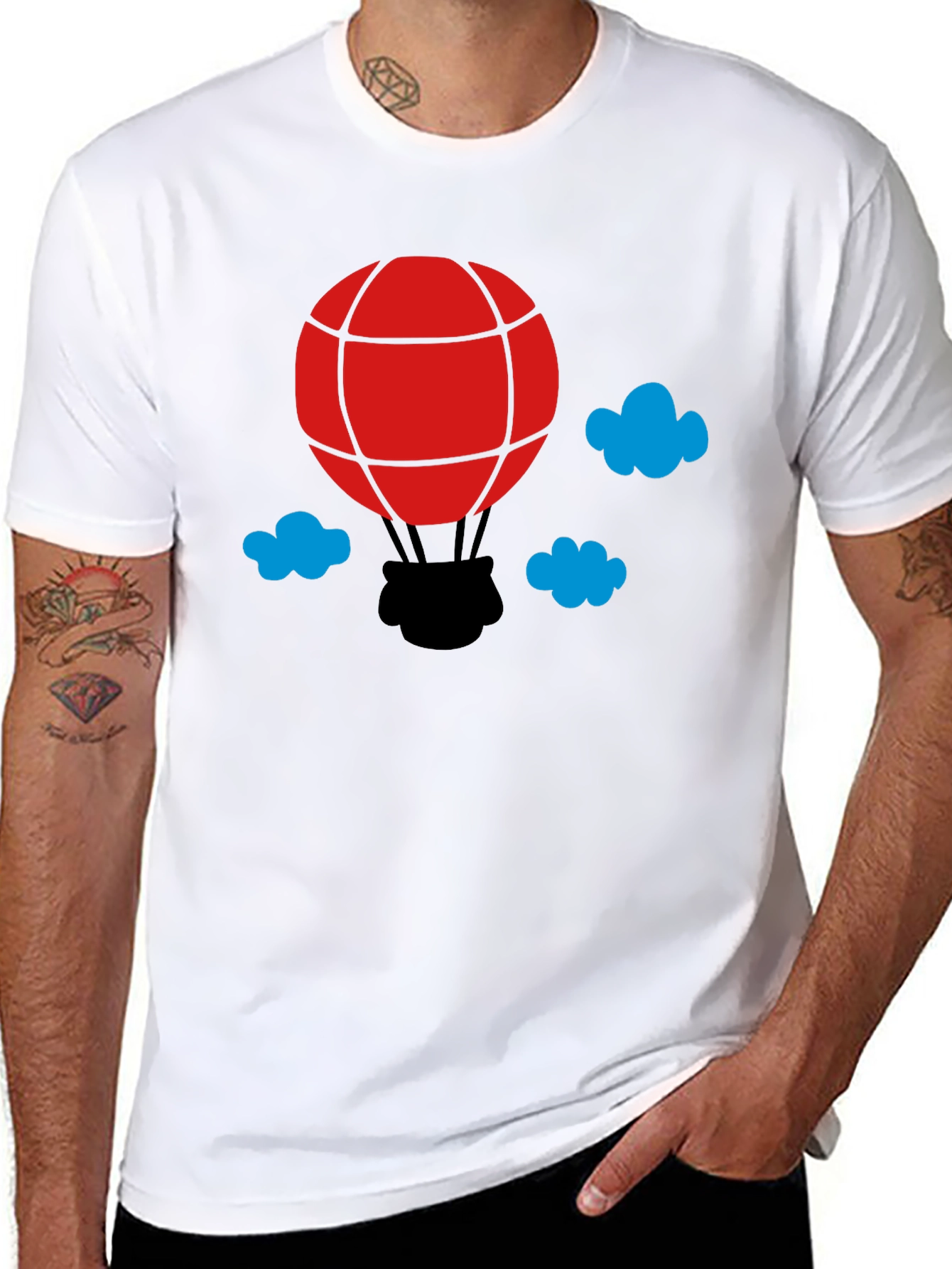 Balloon Graphic T-Shirt - Black Cotton Tee