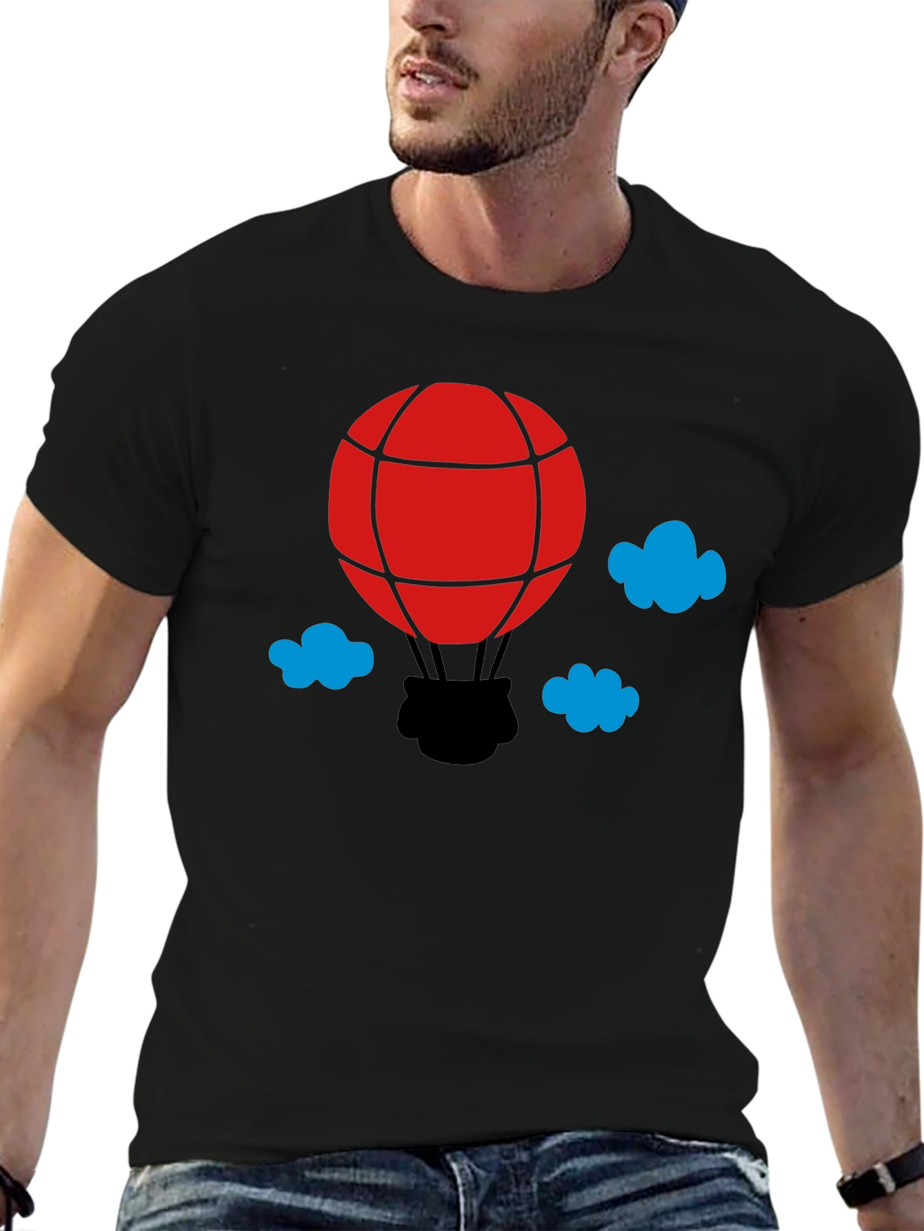 Balloon Graphic T-Shirt - Black Cotton Tee
