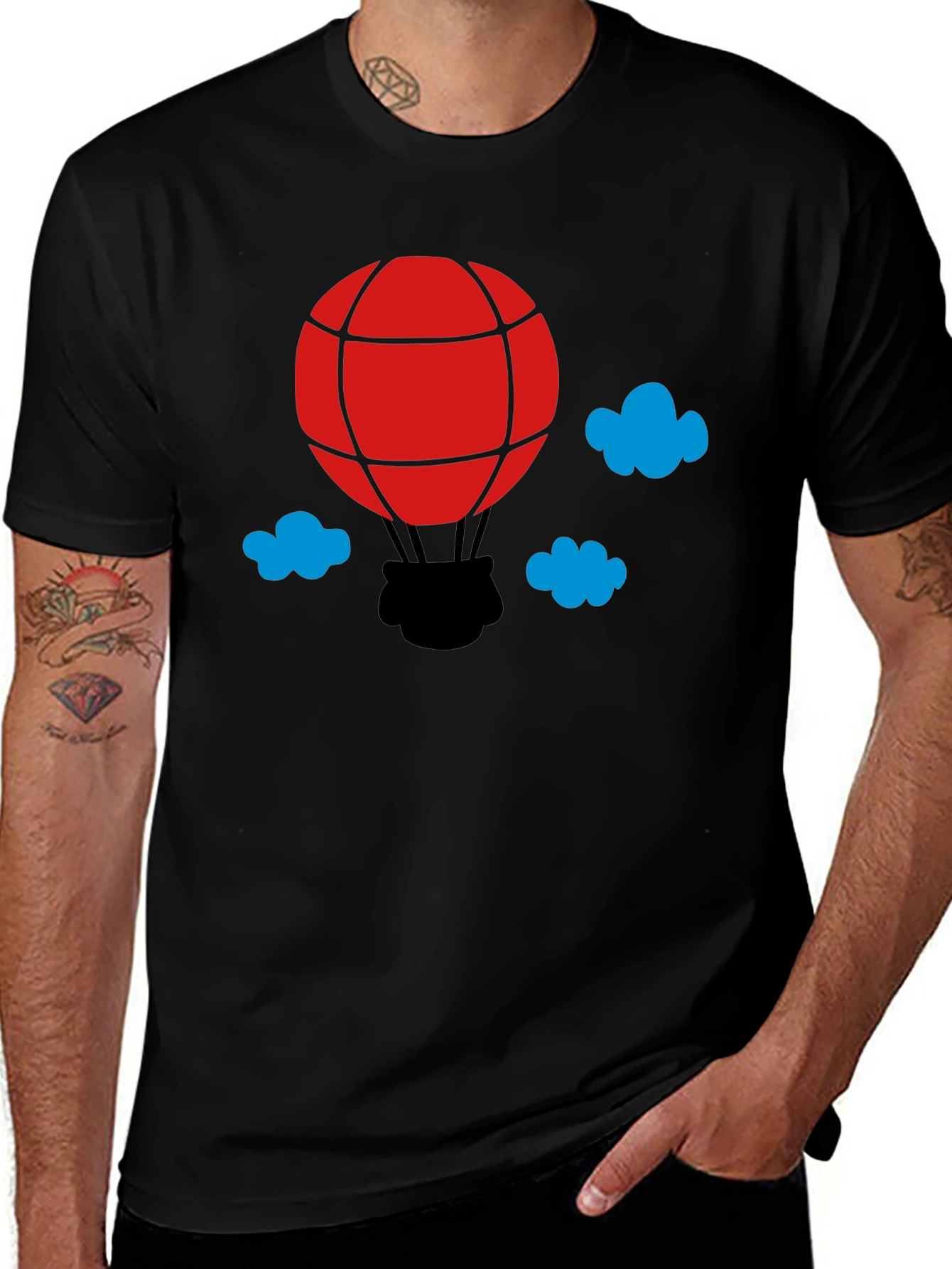 Balloon Graphic T-Shirt - Black Cotton Tee