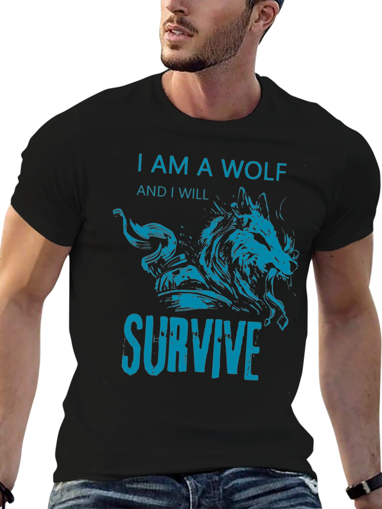 I Am A Wolf Graphic T-Shirt - Black
