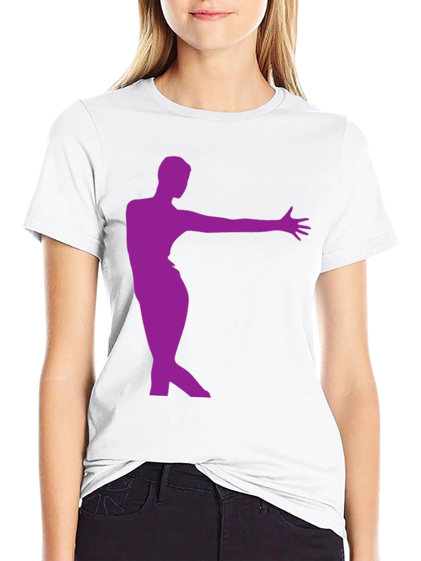 Stylish Black T-Shirt with Purple Dancer Design