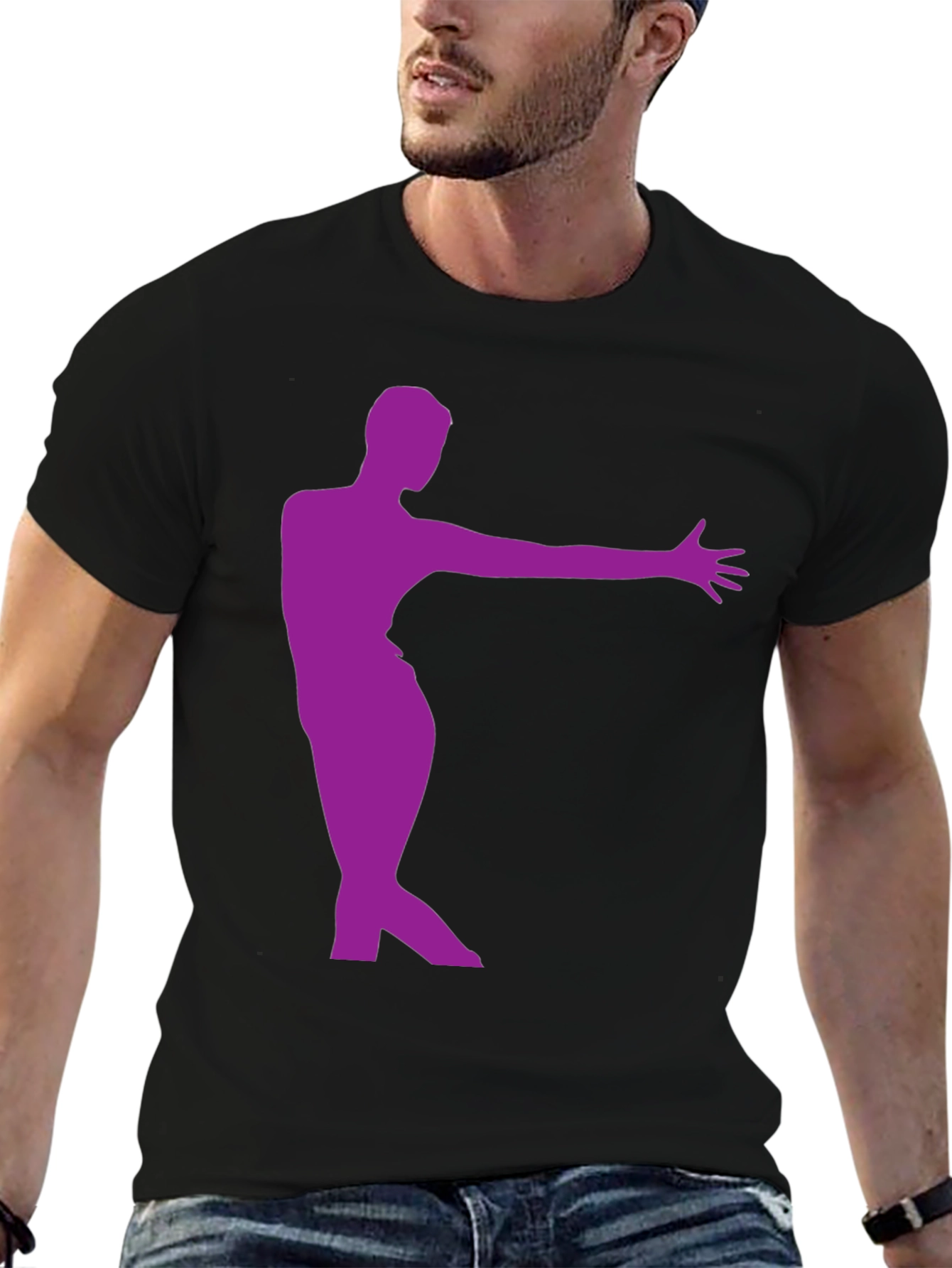 Stylish Black T-Shirt with Purple Dancer Design