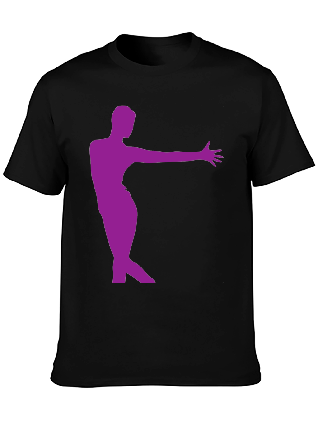 Stylish Black T-Shirt with Purple Dancer Design