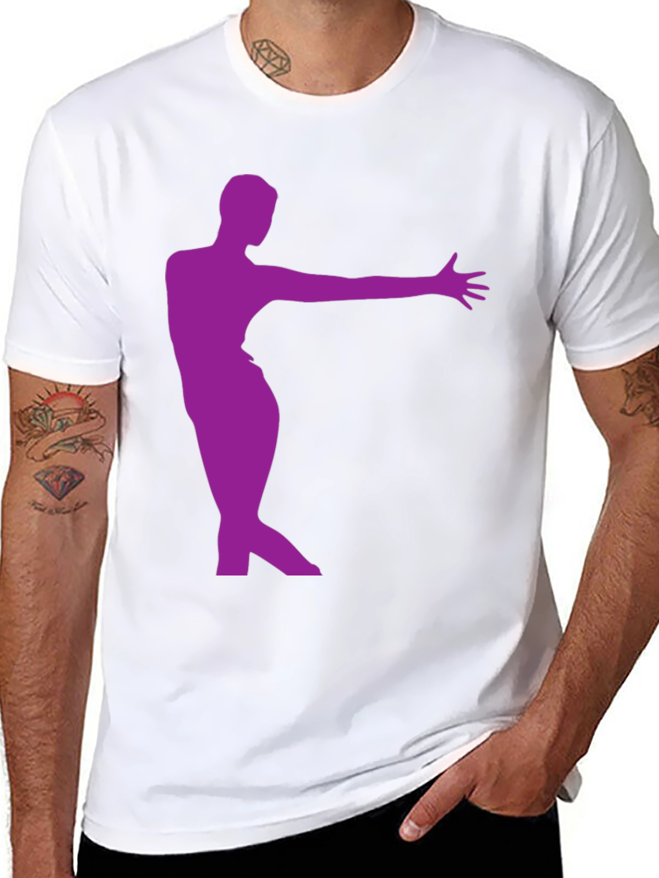 Stylish Black T-Shirt with Purple Dancer Design