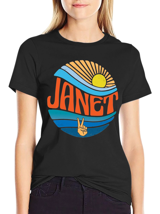 Janet Retro Sunset Graphic Tee - Vintage Style T-Shirt