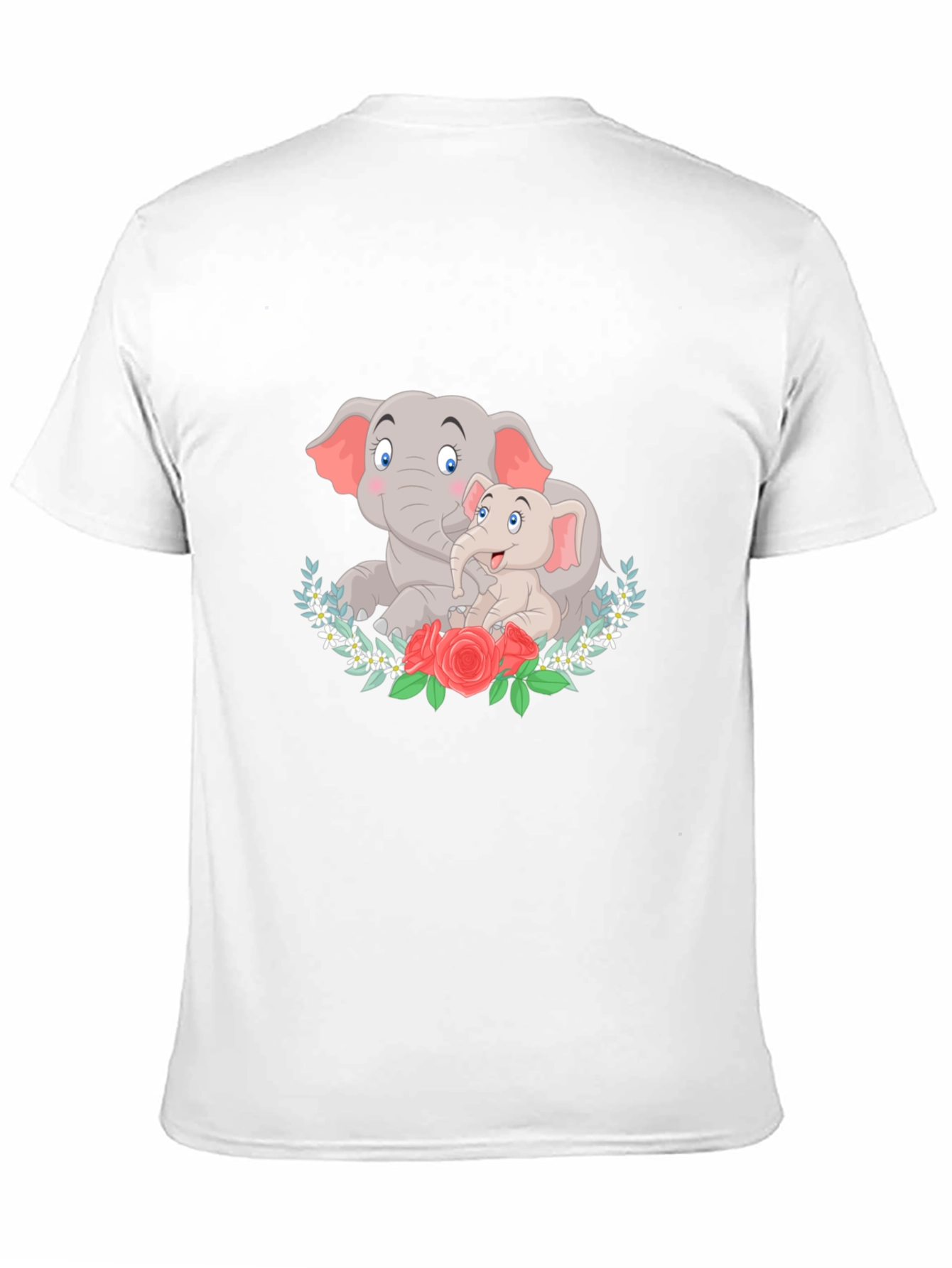 Elephant Mom and Baby Graphic Black T-Shirt