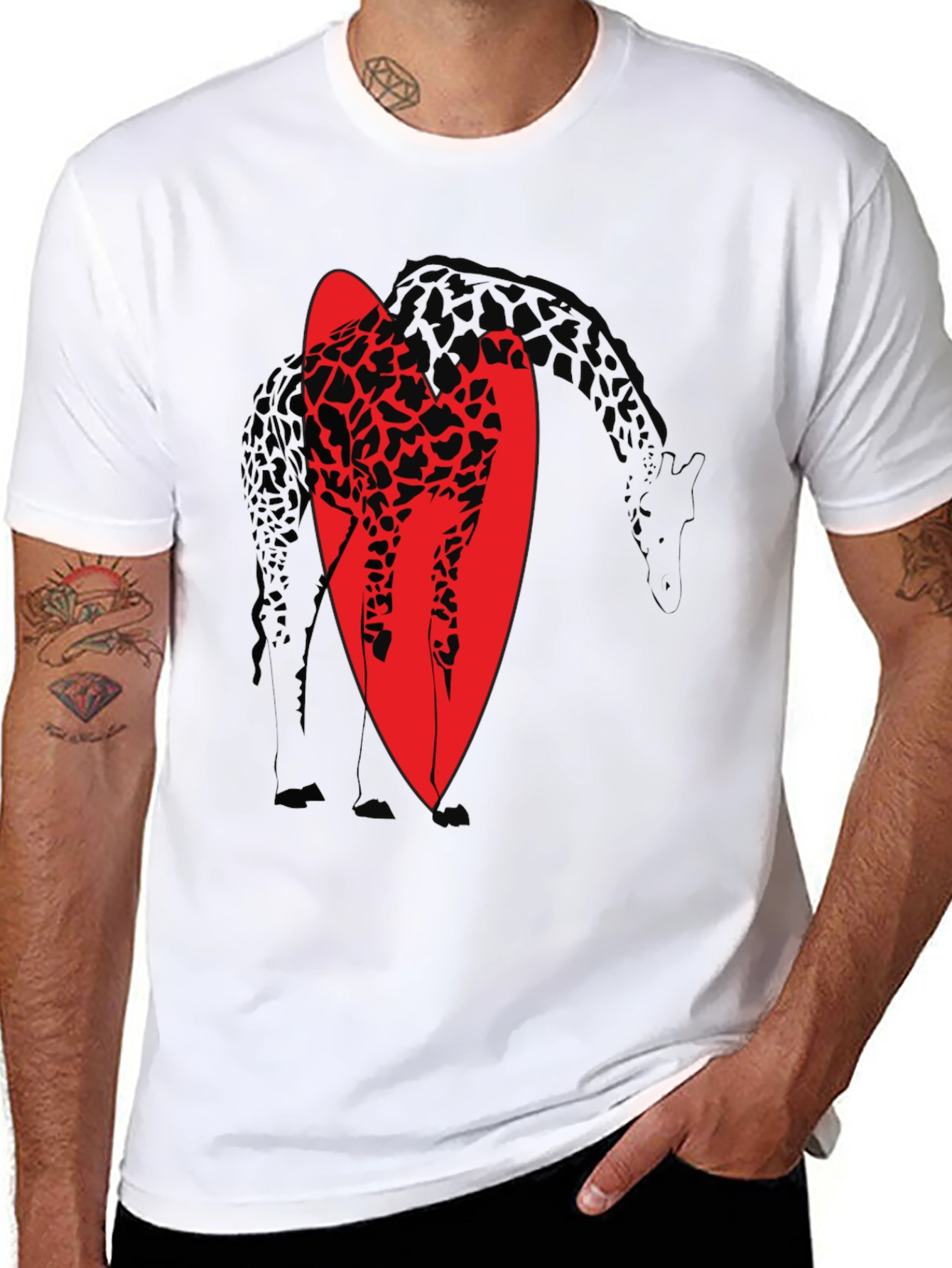 Giraffe Silhouette Graphic T-Shirt - Black