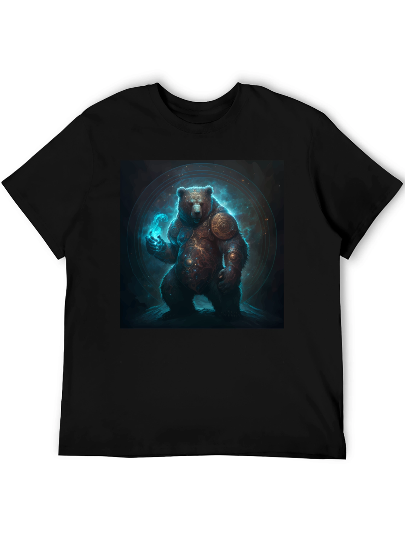Mystic Bear Graphic Tee - Black Cotton Blend